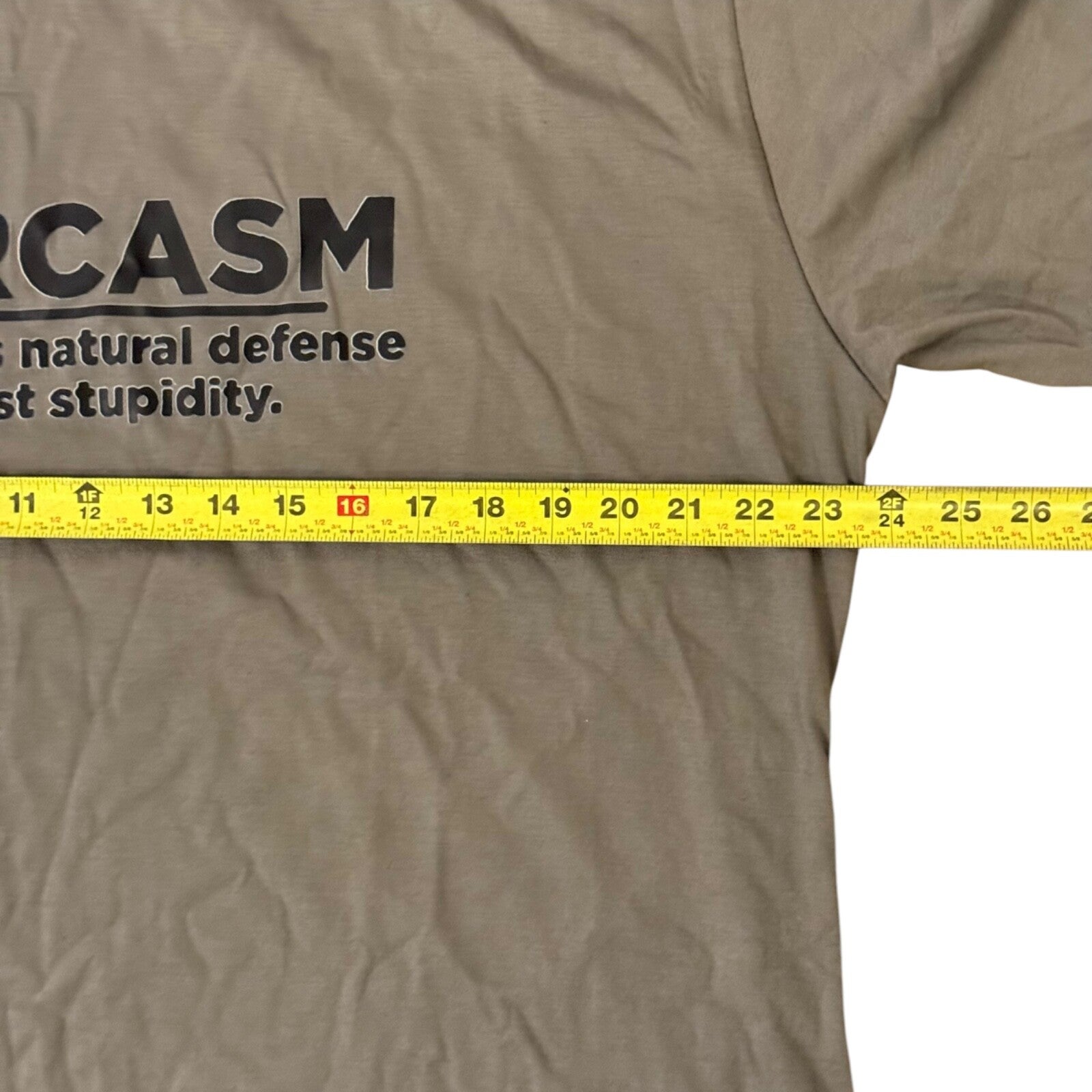 SARCASM Defense Against Stupidity T-Shirt XXL Military Green Funny Graphic Tee