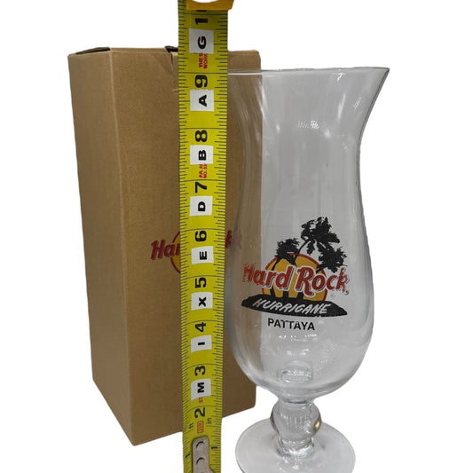 Hard Rock Cafe Pattaya Hurricane Glass with Box Tropical Palm Tree