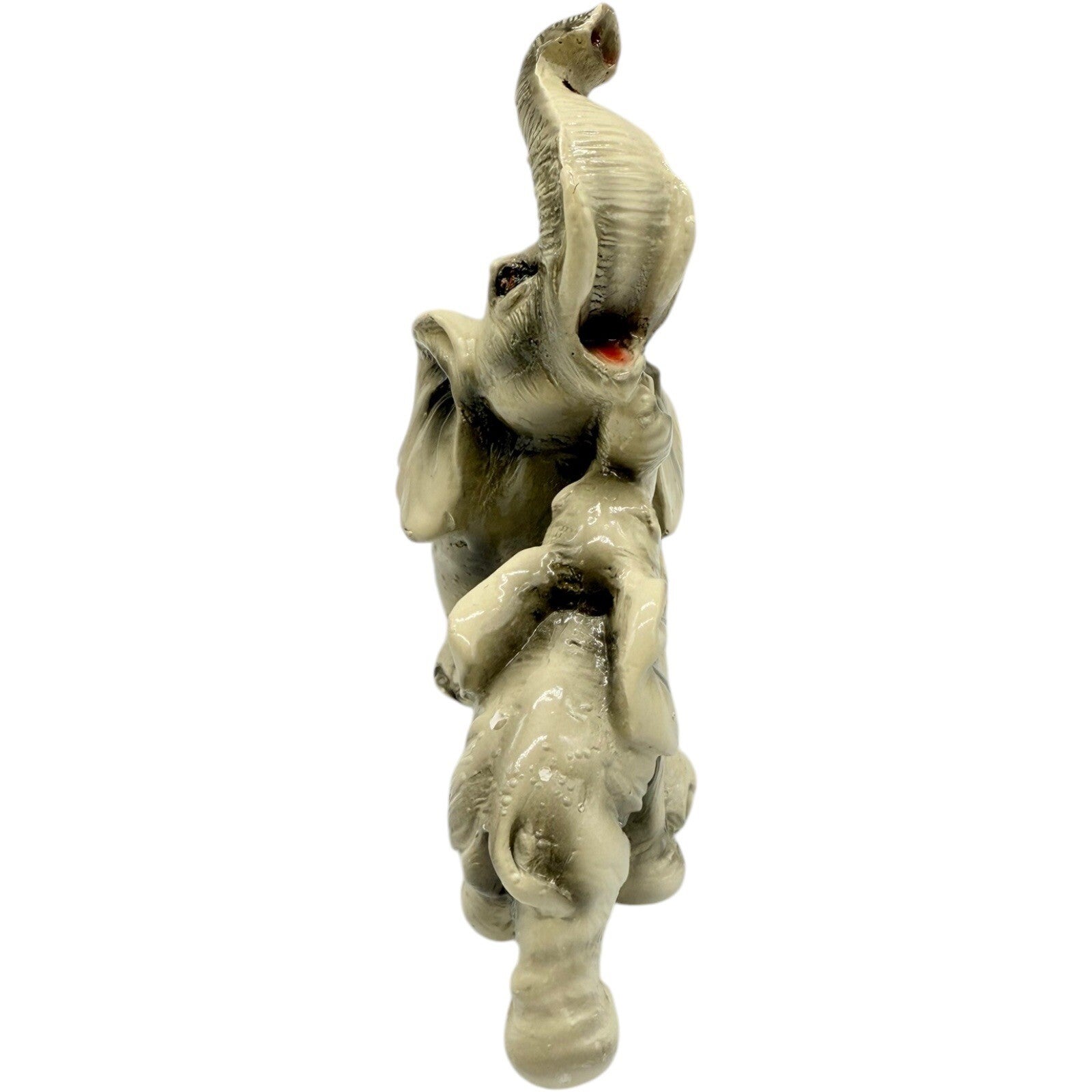 Elephant Figurine Statue Mother and Baby Trunk Up Good Luck Decor