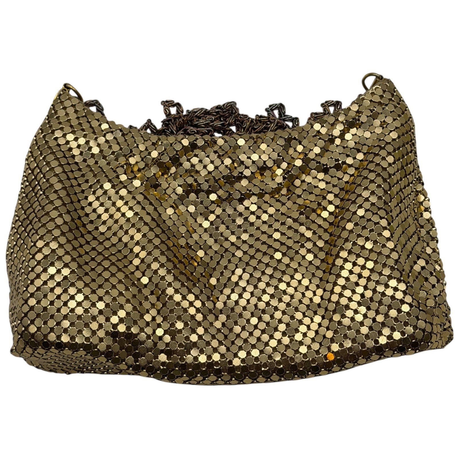 Whiting & Davis Vintage Gold Metal Mesh Shoulder Bag Evening Purse Chain Strap