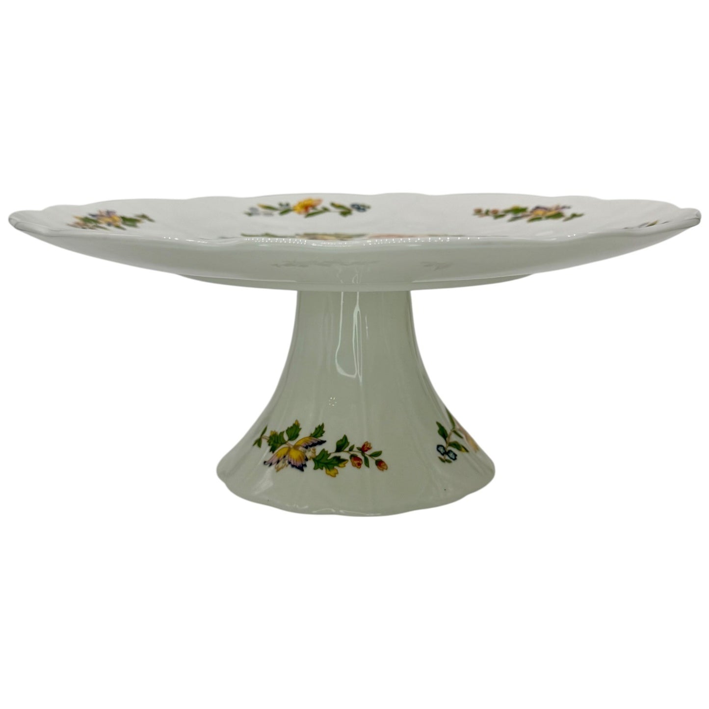 Aynsley Cottage Garden Fine Bone China Footed Cake Stand Floral Butterfly