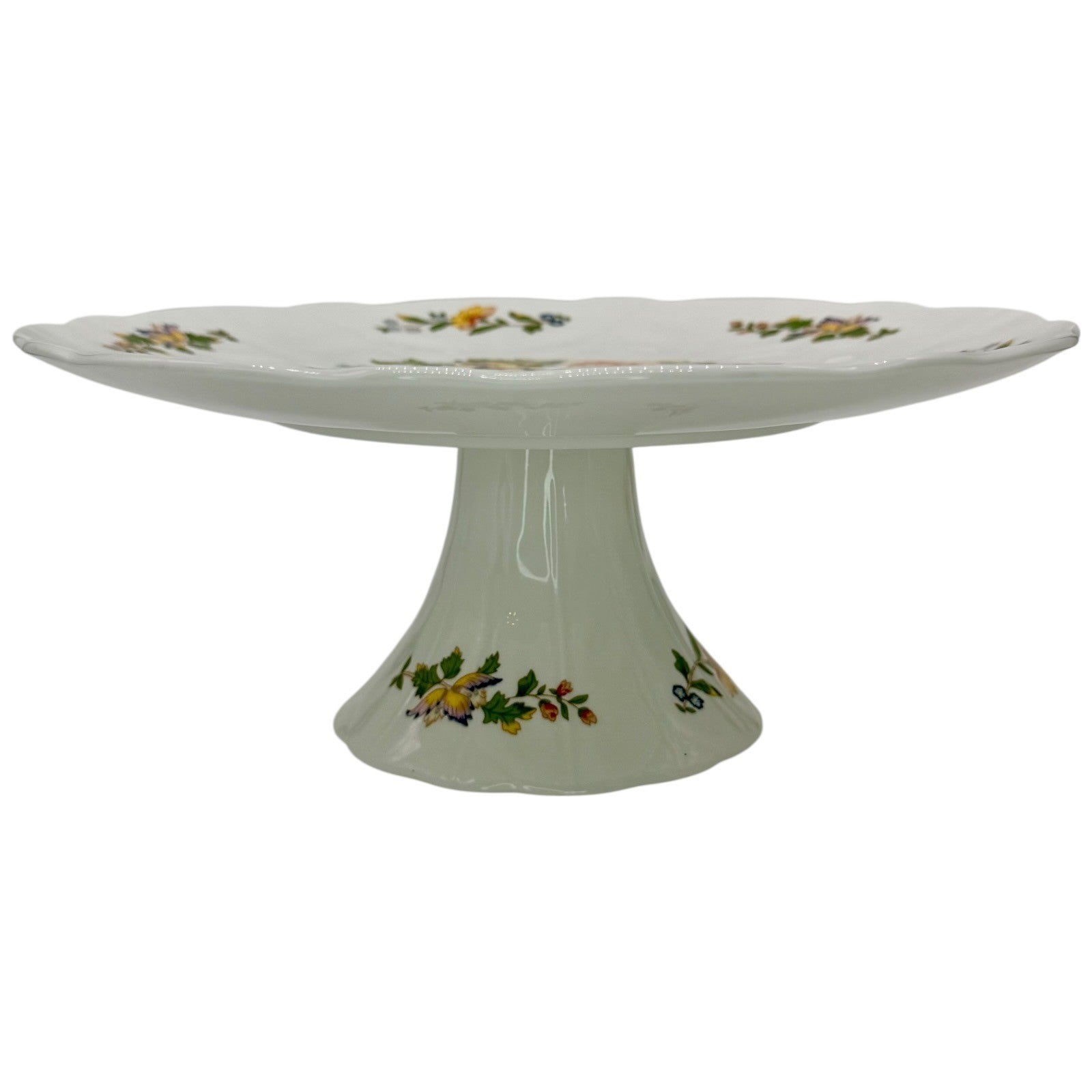 Aynsley Cottage Garden Fine Bone China Footed Cake Stand Floral Butterfly