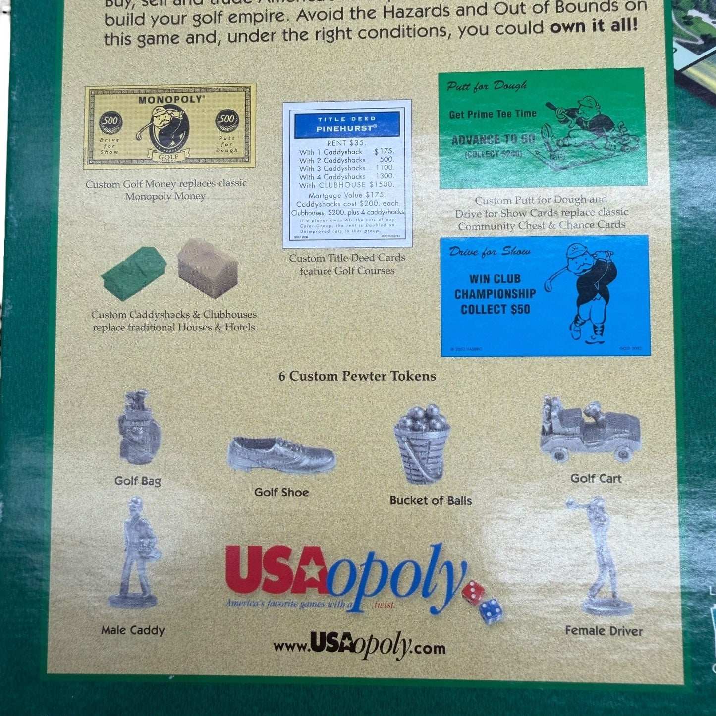 Monopoly Golf Edition Board Game Parker Brothers USAopoly Complete Pebble Beach