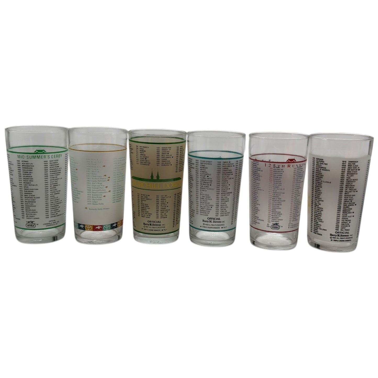 Vintage Horse Racing Glasses Lot of 31 Kentucky Derby Preakness Belmont