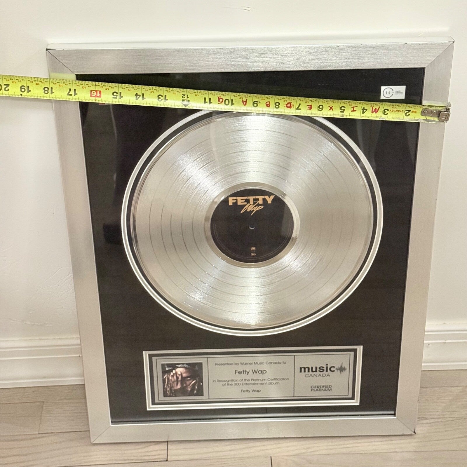 Framed Super Rare Fetty Wap 2015 Platinum Plaque - Warner Music Release