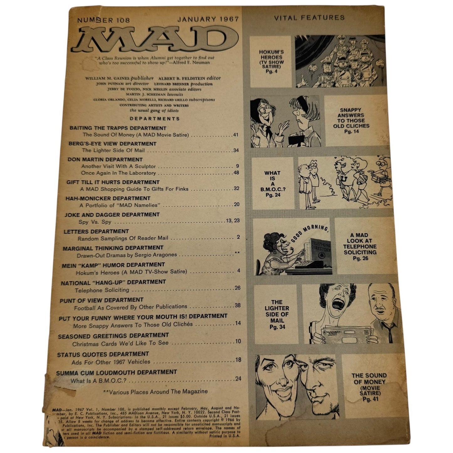 MAD Magazine Collection 6 Lot 1964 1967 1968 Vintage Comics No Covers