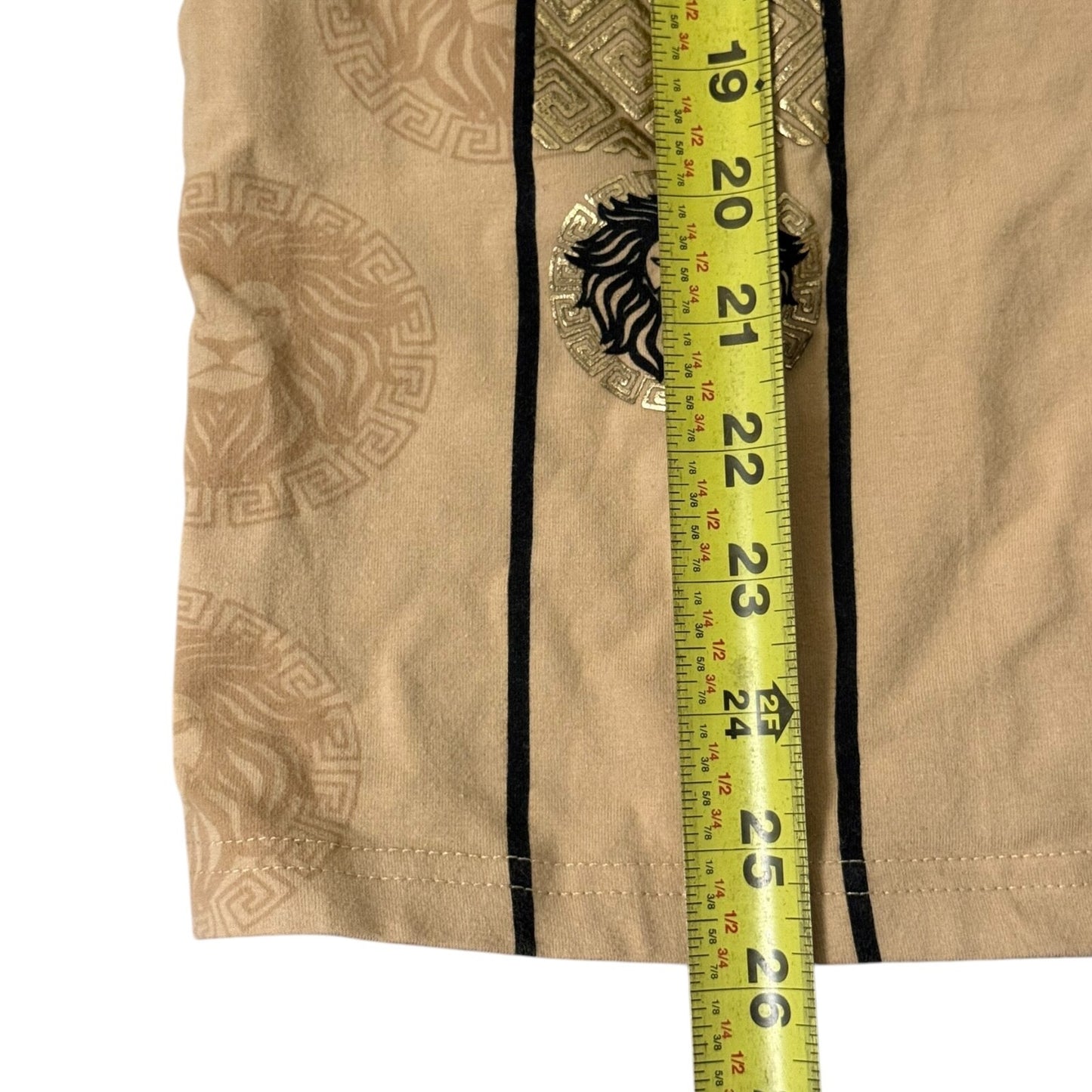 Bucheli Italy Men’s Slim Fit T-Shirt 2XL Beige Gold/Black Print