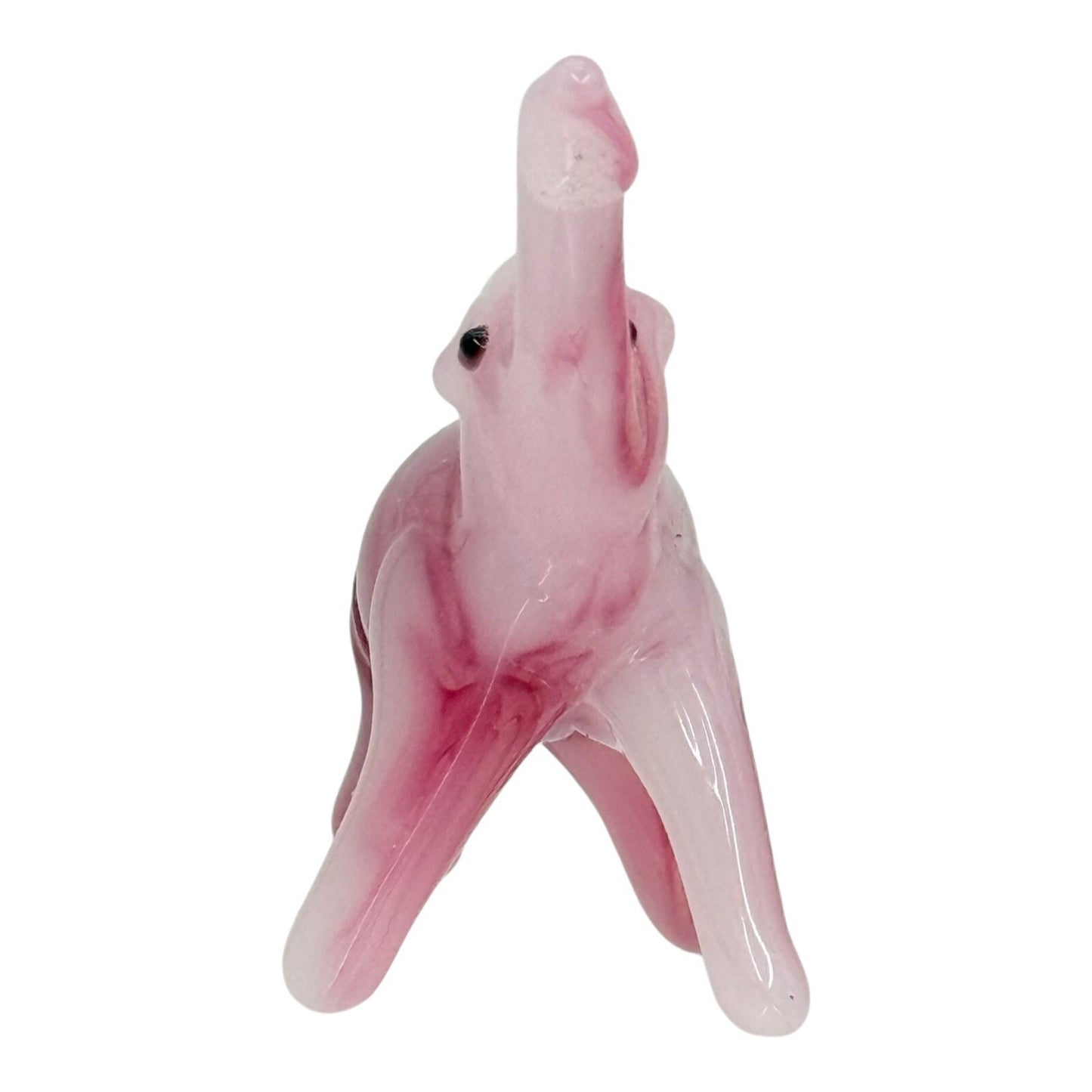 Pink Glass Elephant Figurine Hand Blown Art Glass Animal Collectible Decor