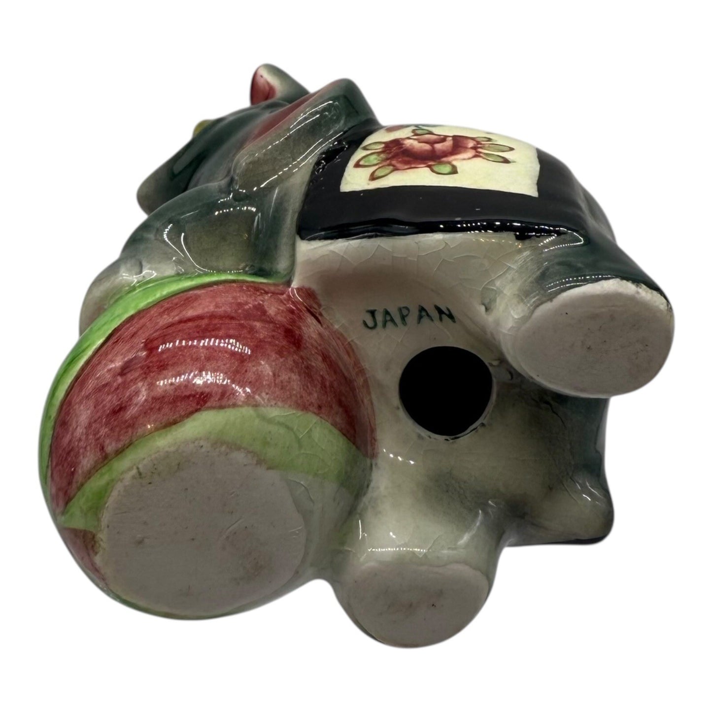 Vintage Elephant Salt Shaker Figurine Japan Circus Animal Floral Saddle