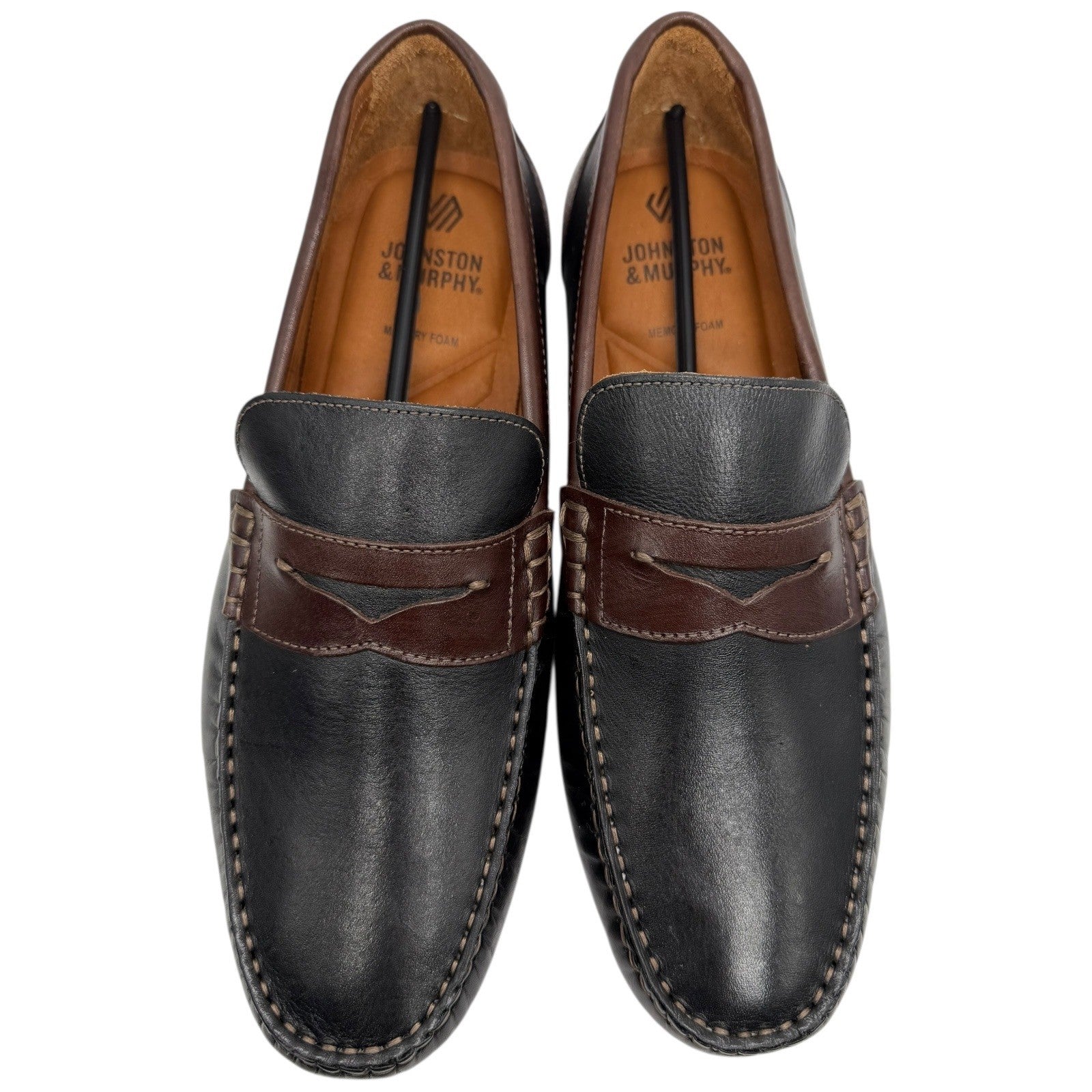 Johnston & Murphy Mens Penny Loafer Driving Shoes Black Brown Leather Size 8.5 M