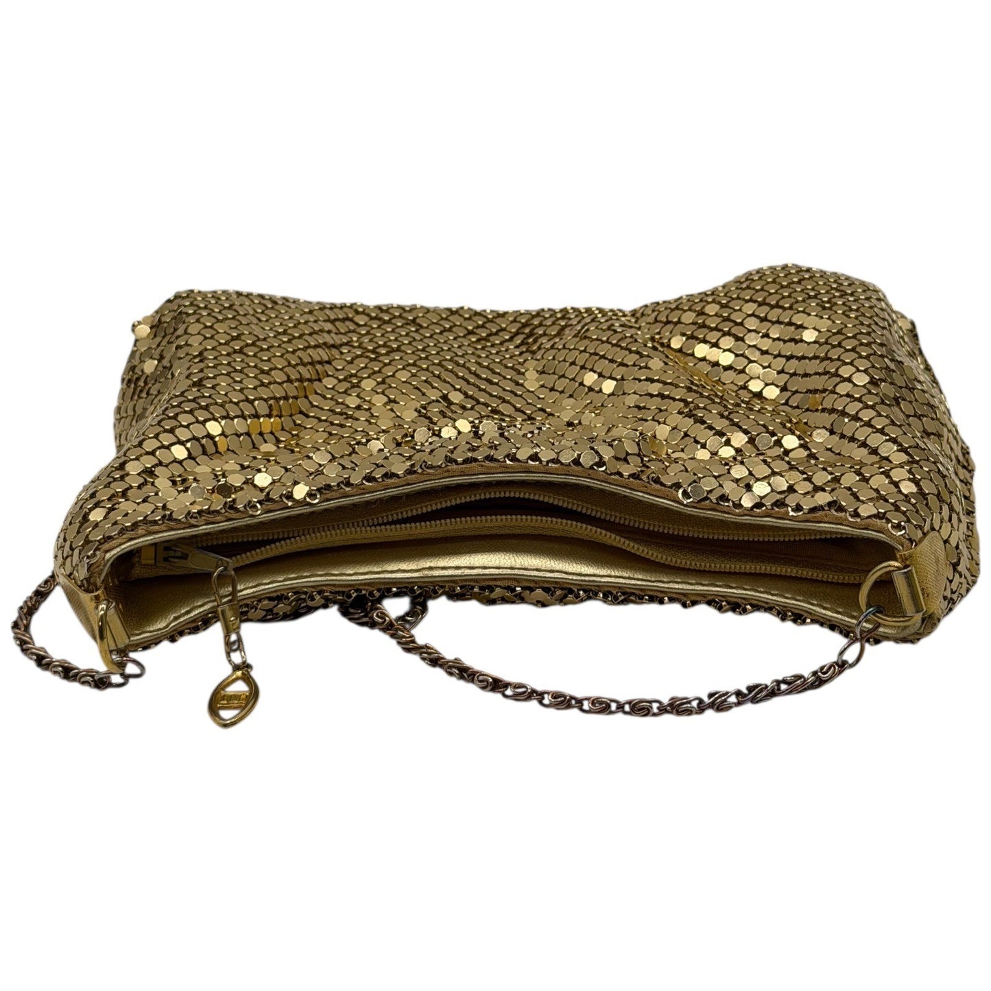 Whiting & Davis Vintage Gold Metal Mesh Shoulder Bag Evening Purse Chain Strap