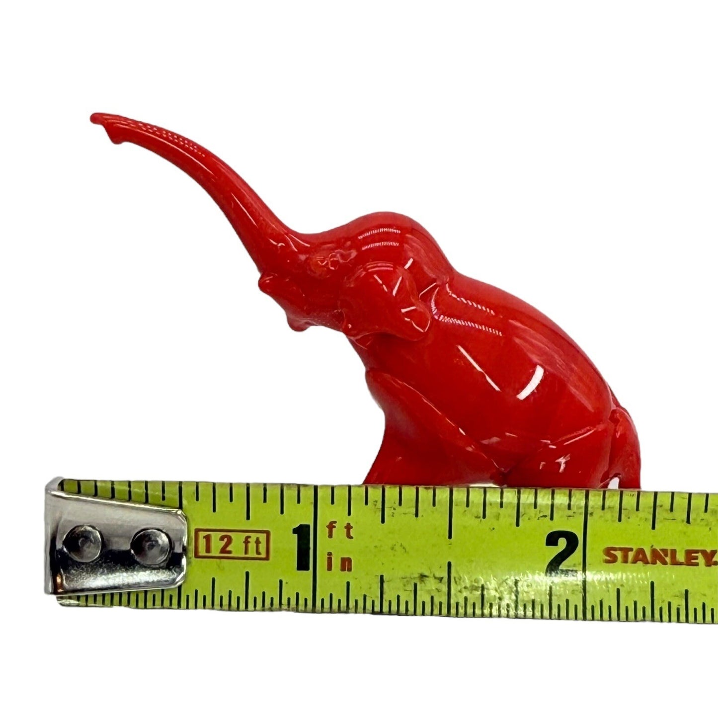 Red Glass Elephant Figurine Trunk Up Good Luck Home Decor Shelf Sitter Small