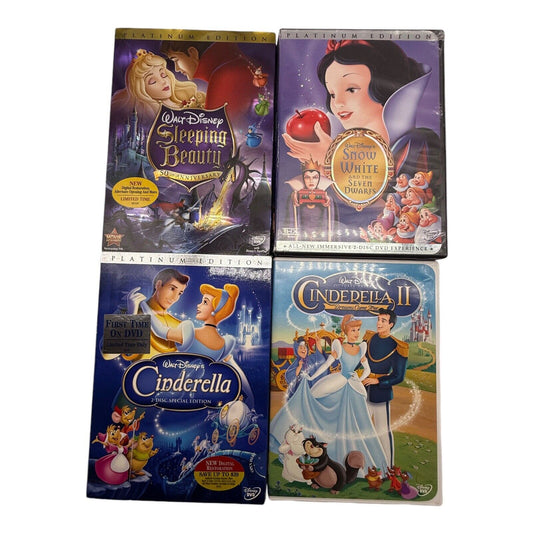 Disney Princess (4 DVD Lot) Sleeping Beauty, Snow White, Cinderella 1 and 2