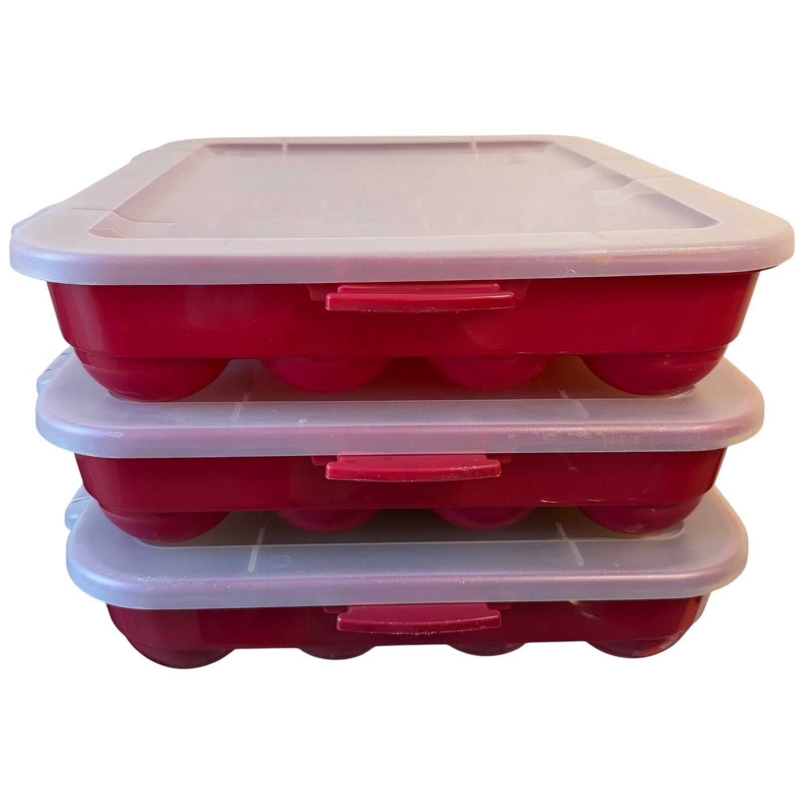 Sterilite 1976LAB Ornament Case Set of 3 Red Plastic 20-Count Storage Trays