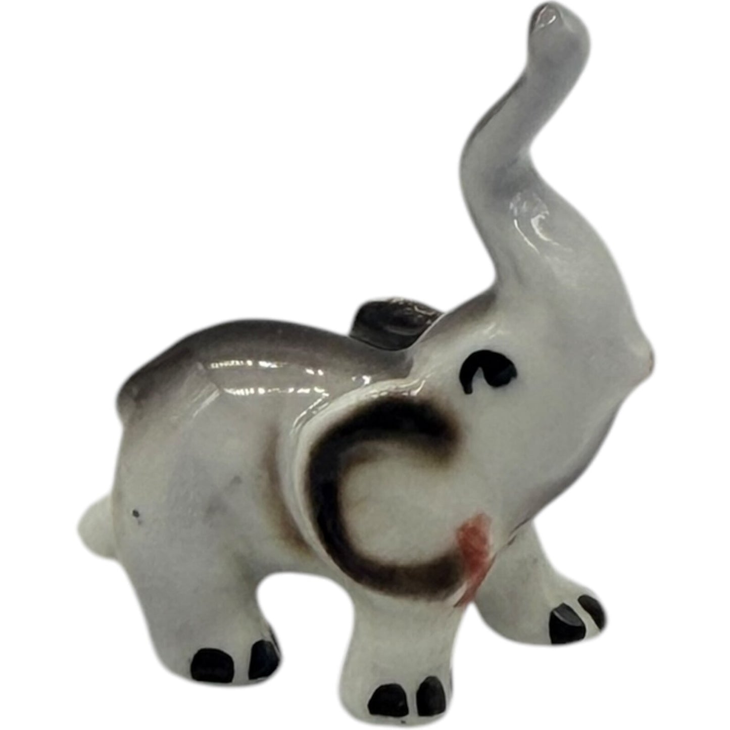 Rare Vintage Japan Ceramic Miniature Elephant Figurines - Parent & Child Set