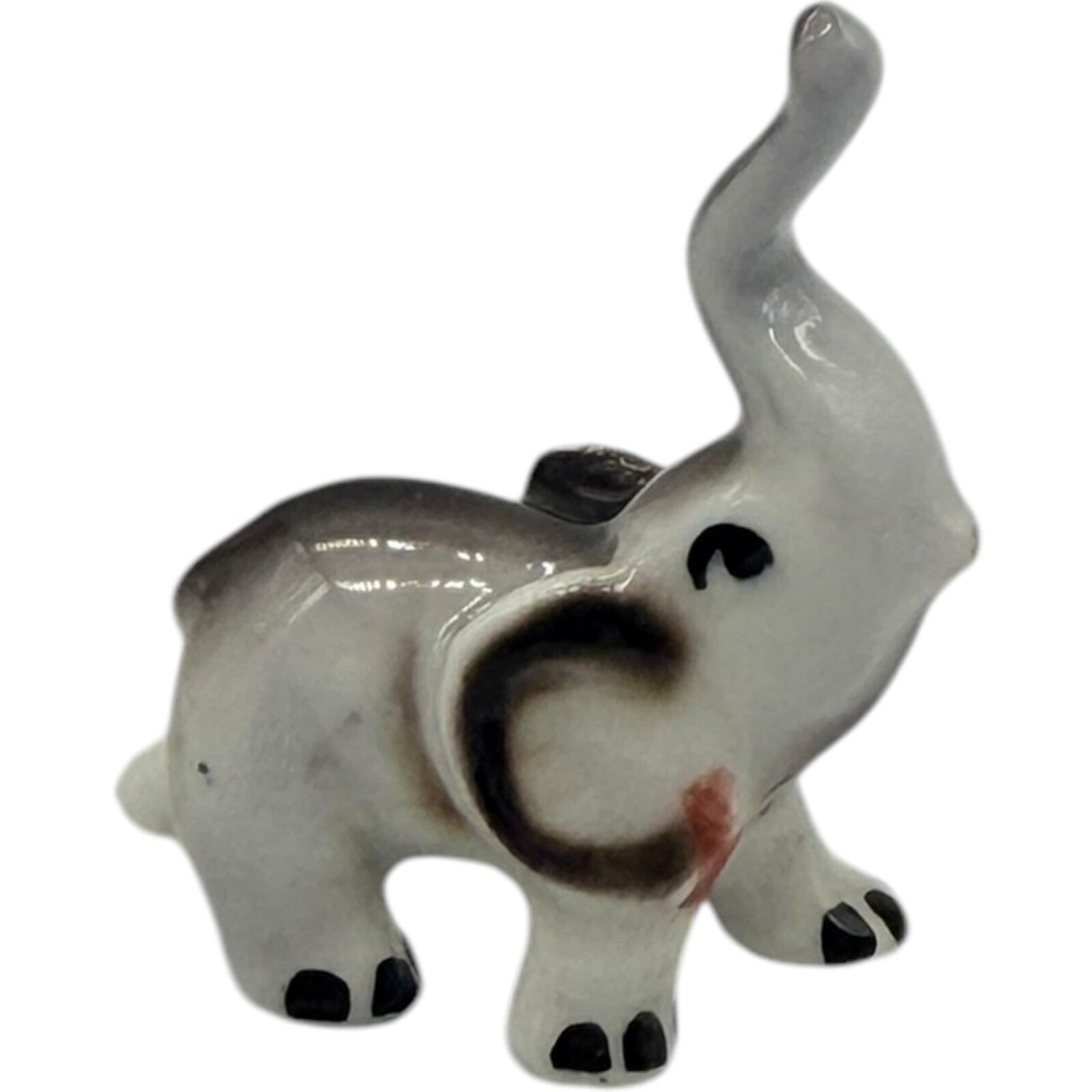 Rare Vintage Japan Ceramic Miniature Elephant Figurines - Parent & Child Set