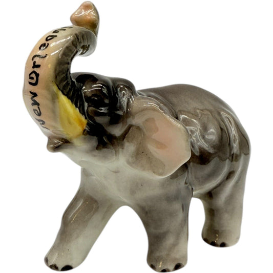 New Orleans Souvenir Elephant Figurine Trunk Up Good Luck Charm Ceramic