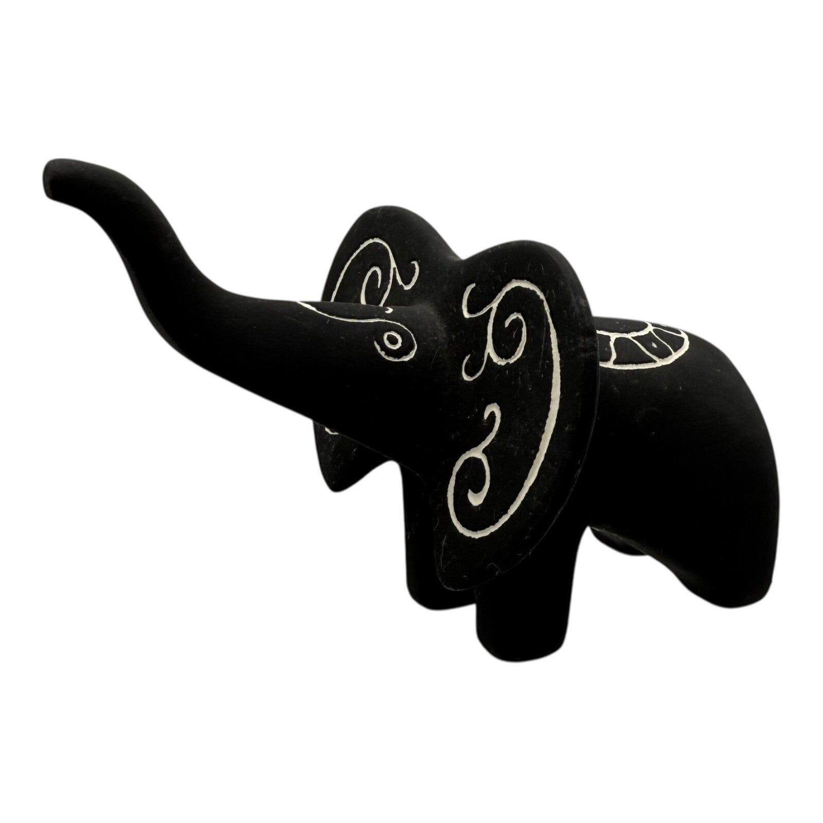 Rare Vintage 1959 Hagen Renaker Black Bisque Elephant Figure – Trunk Up