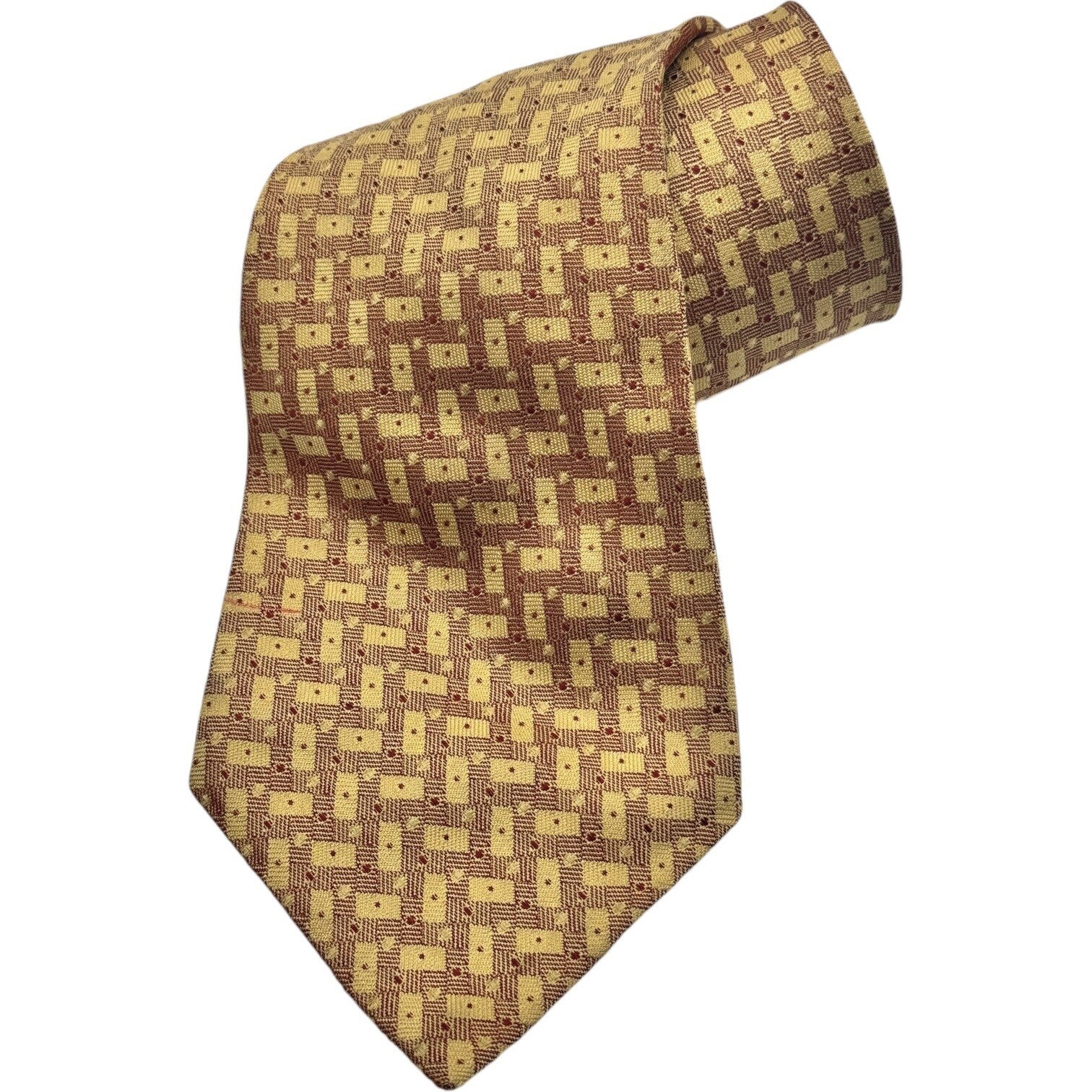 Garrick Anderson Gold and Gray Textured Silk 58” x 4” Neck Tie