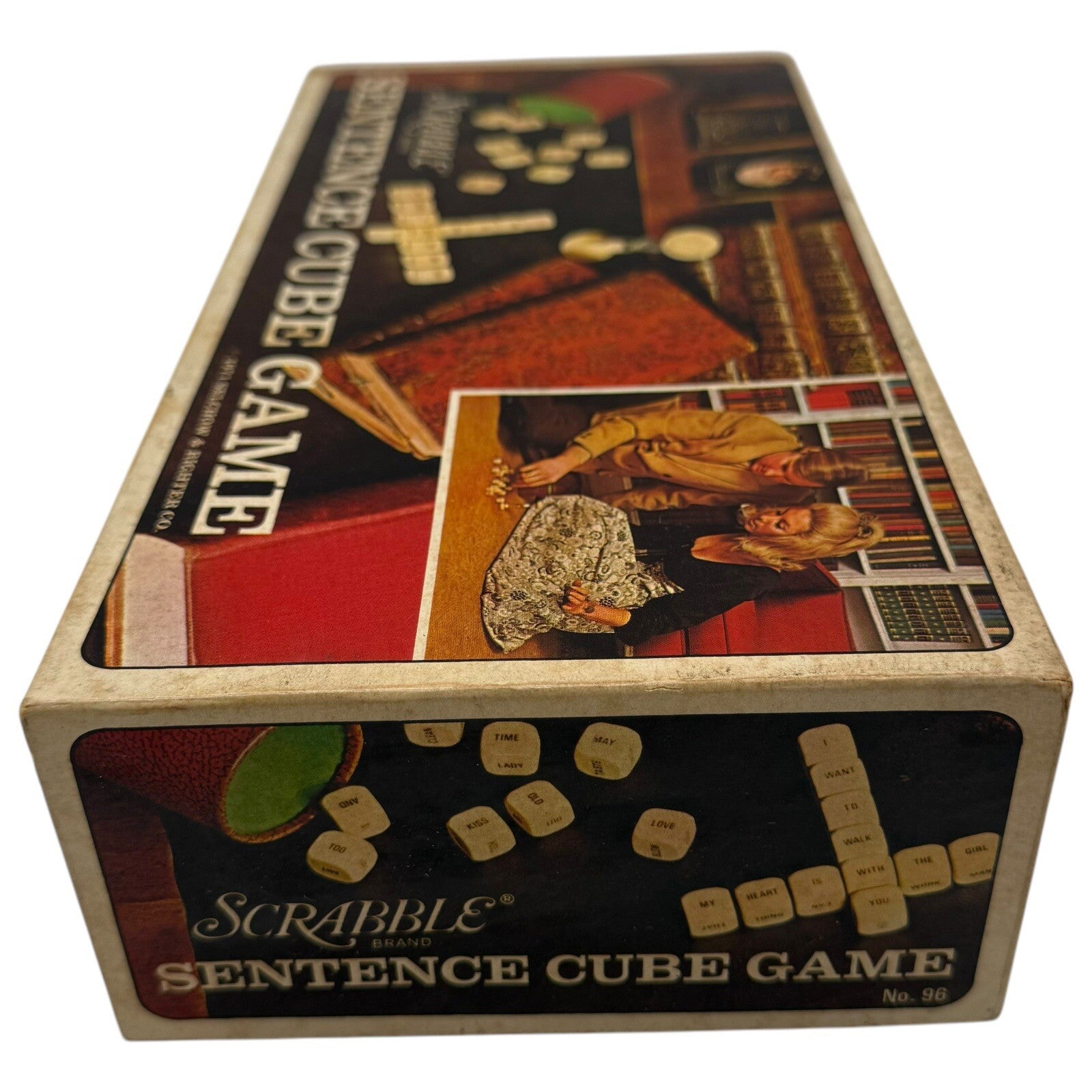 Scrabble Sentence Cube Word Game – 1971 Vintage Wooden Dice Set