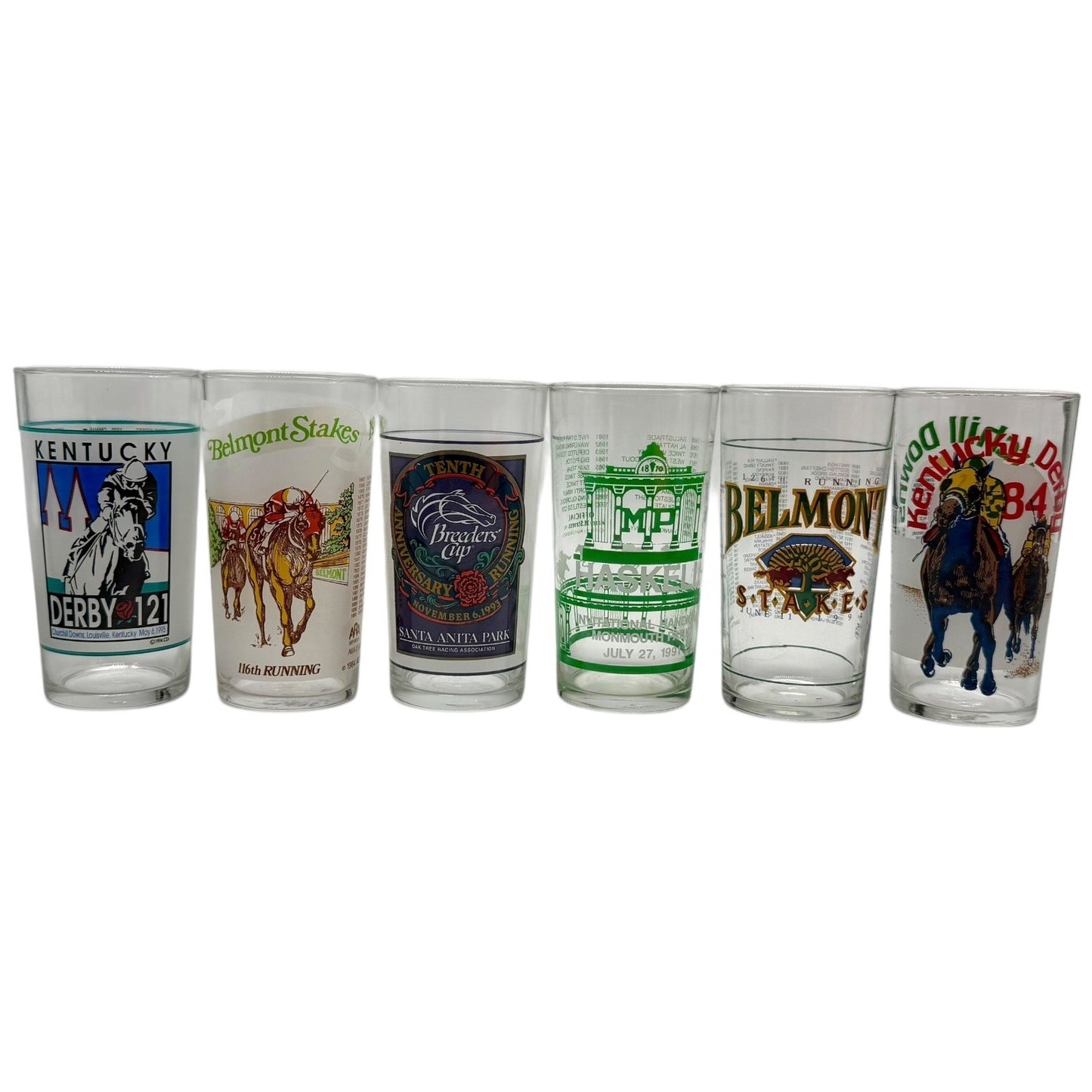 Vintage Horse Racing Glasses Lot of 31 Kentucky Derby Preakness Belmont