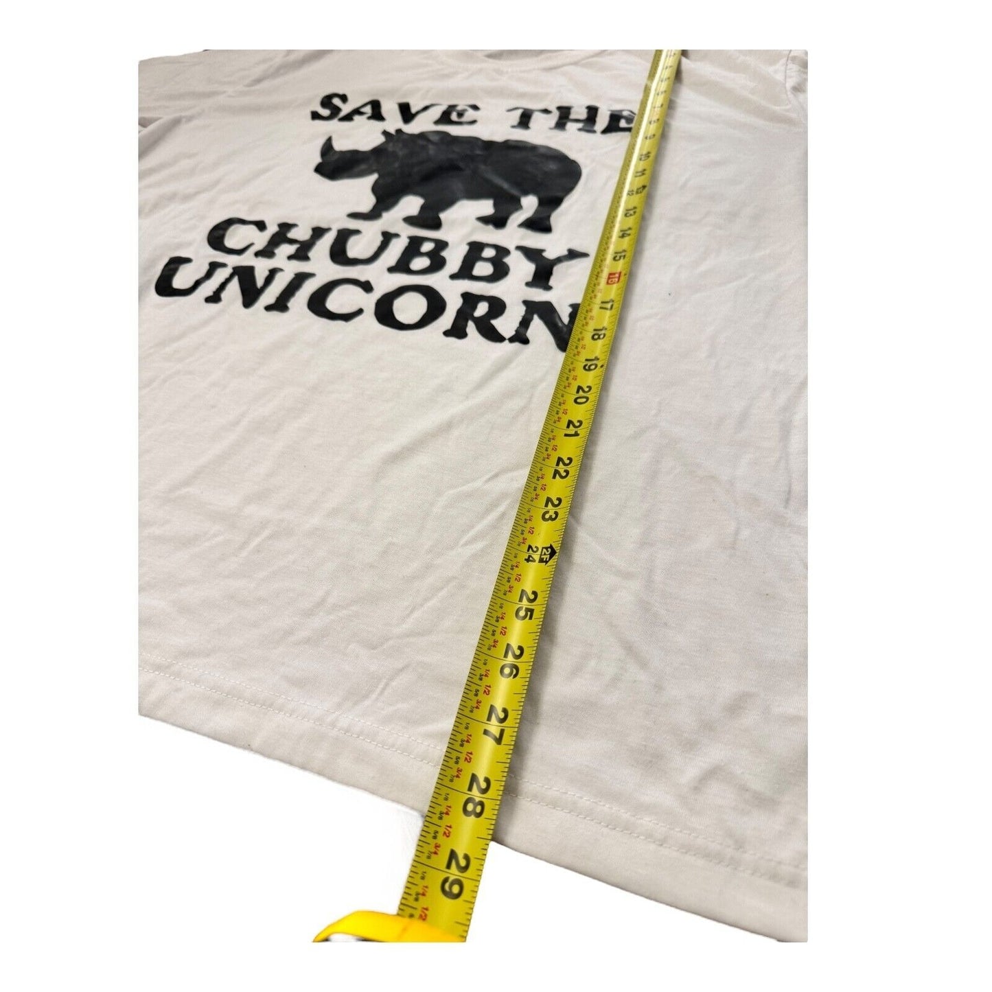 Funny 2XL White T-Shirt - "SAVE THE CHUBBY UNICORN" Rhino Humor Apparel