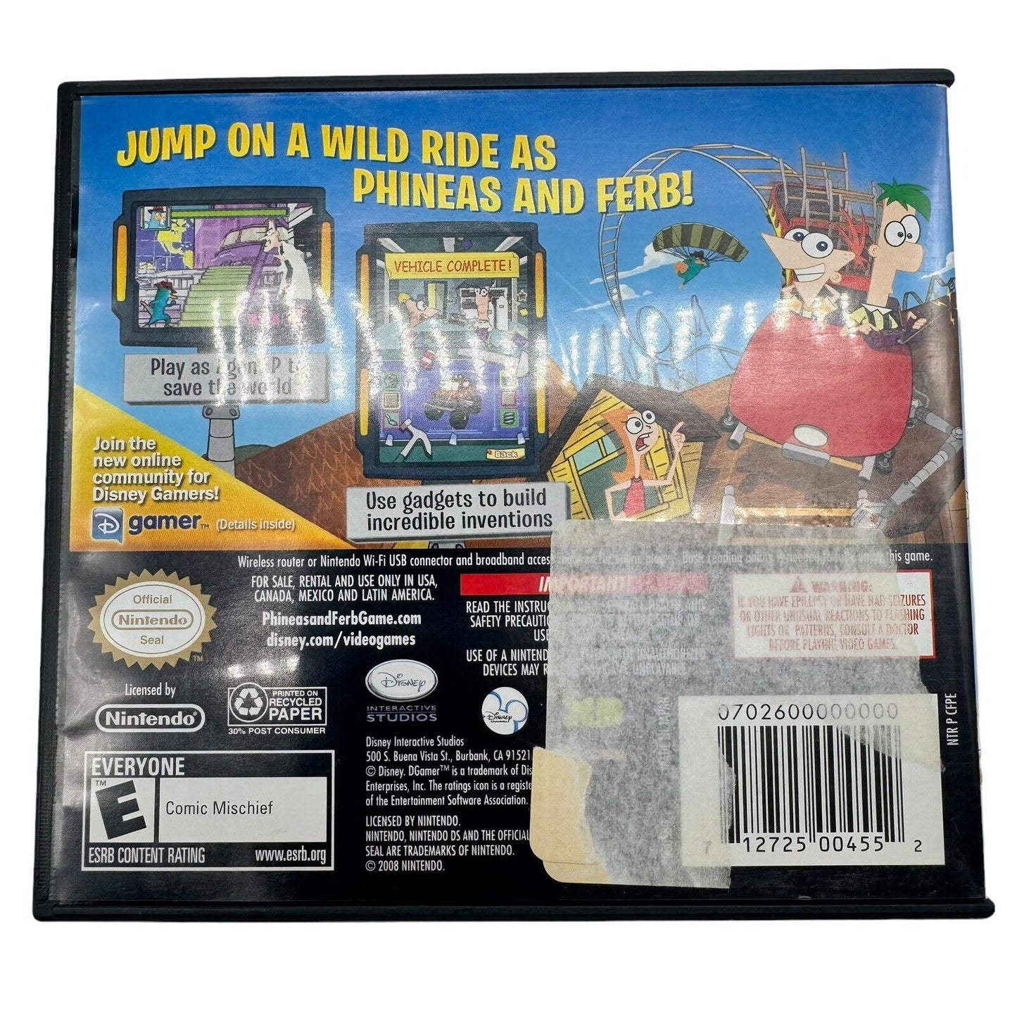 PHINEAS and FERB 2009 Nintendo DS Game w/Manual