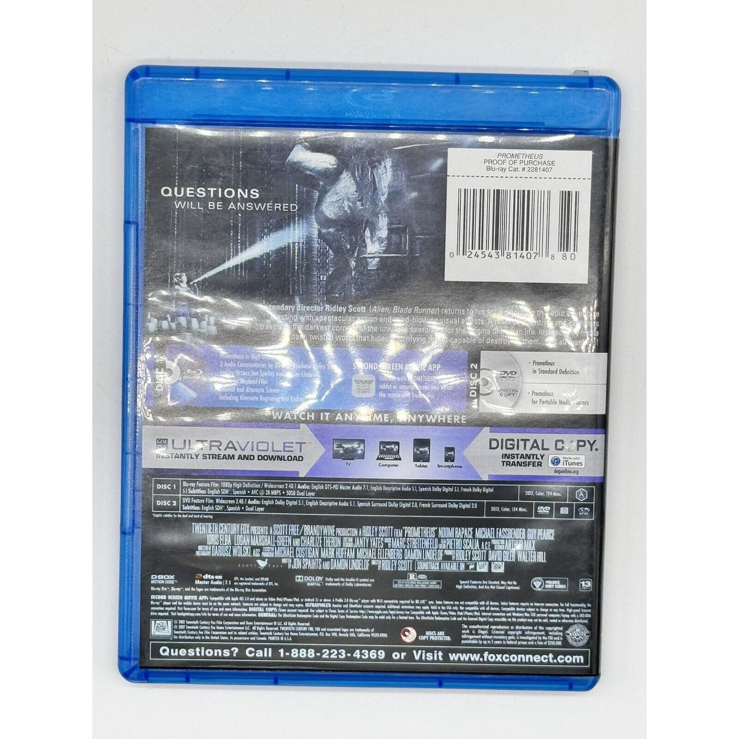 Prometheus (Blu-ray/ DVD + Digital Copy) - Blu-ray - VERY GOOD