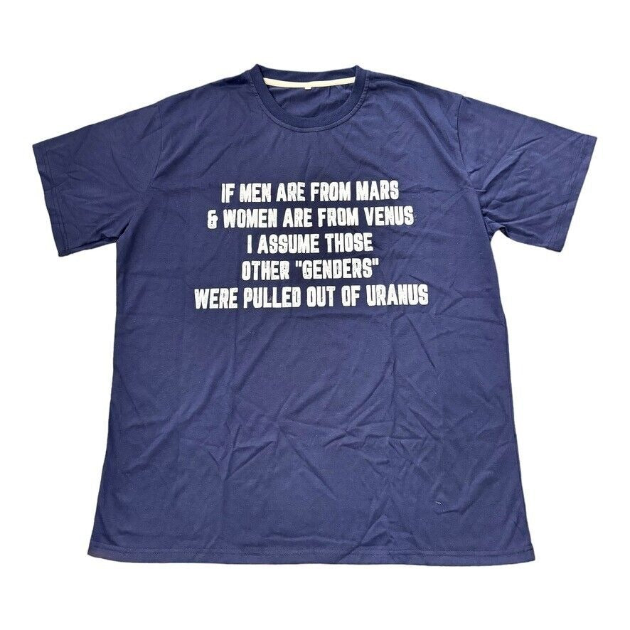 Blue 2XL Funny T-Shirt - "IF MEN ARE FROM MARS & WOMEN ARE FROM VENUS" Design