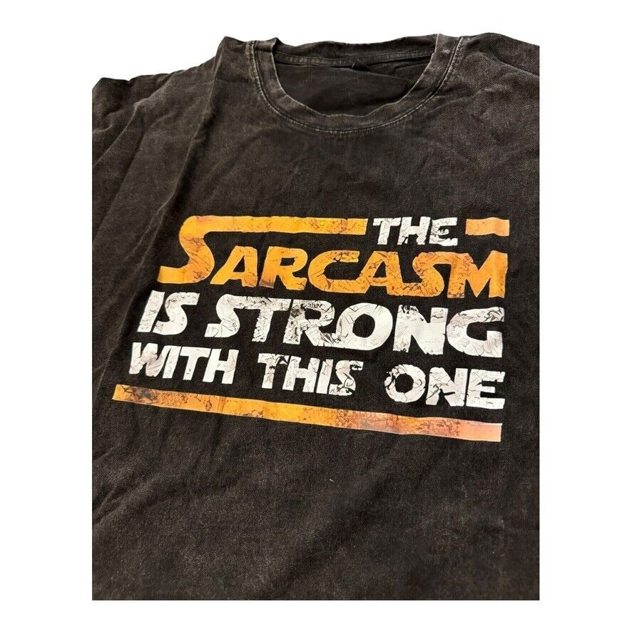 Stone Washed Black T-Shirt - Star Wars Sarcasm Saying 2XL - Fun Humor Tee