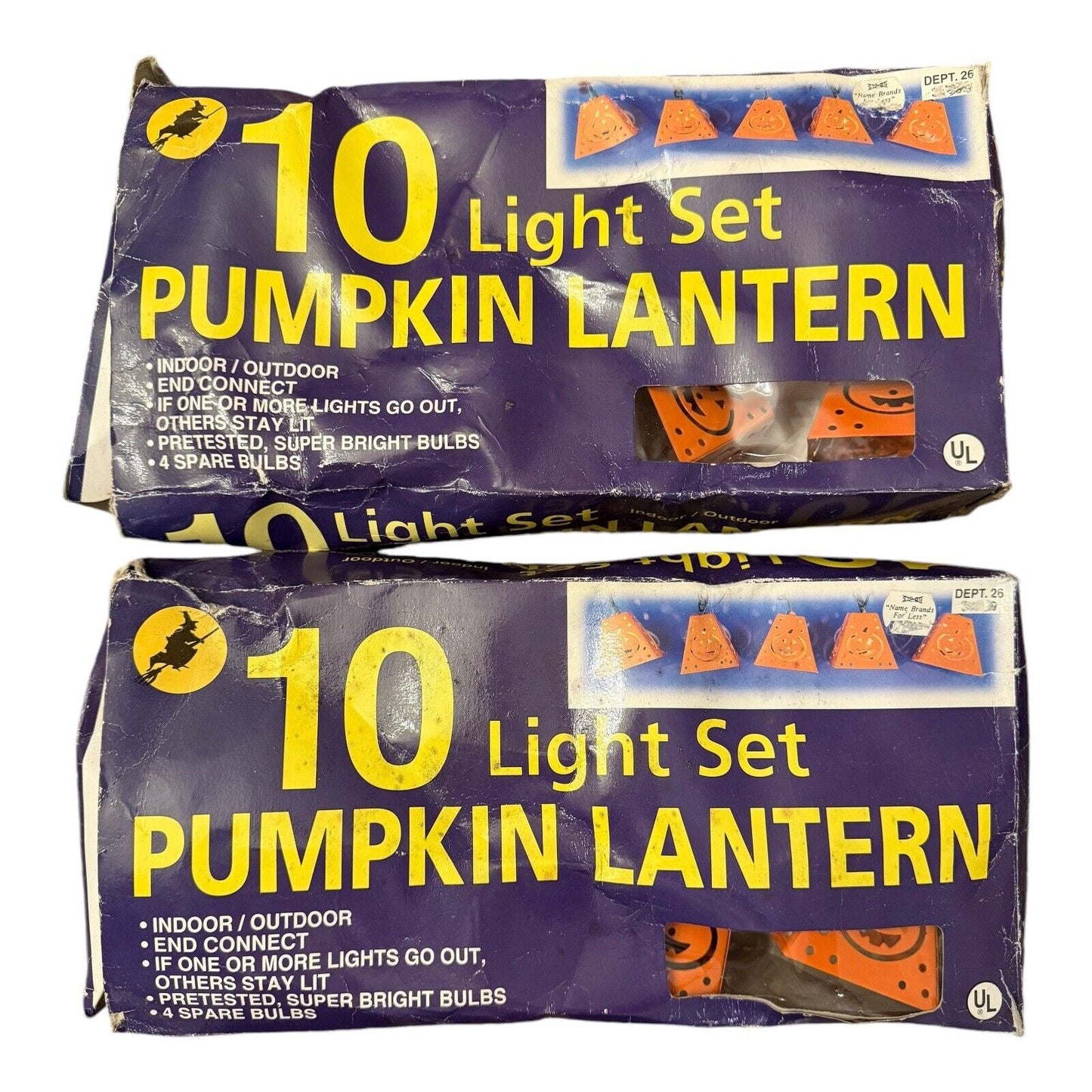 Vintage Halloween Metal Pumpkin Hang String Lights Set Of 20 Never Displayed