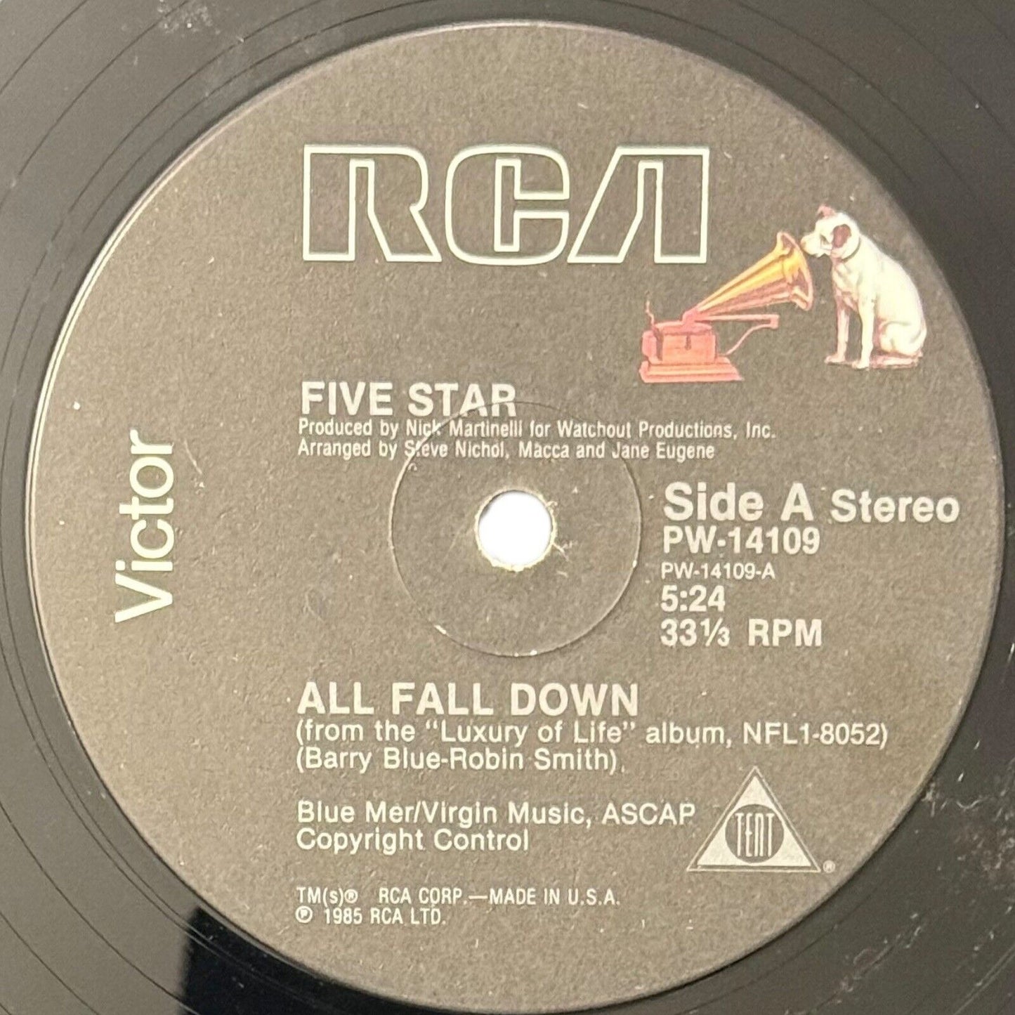 Five Star-All Fall Down-3 Tracks-RCA PW-14109 Vinyl Record 12″