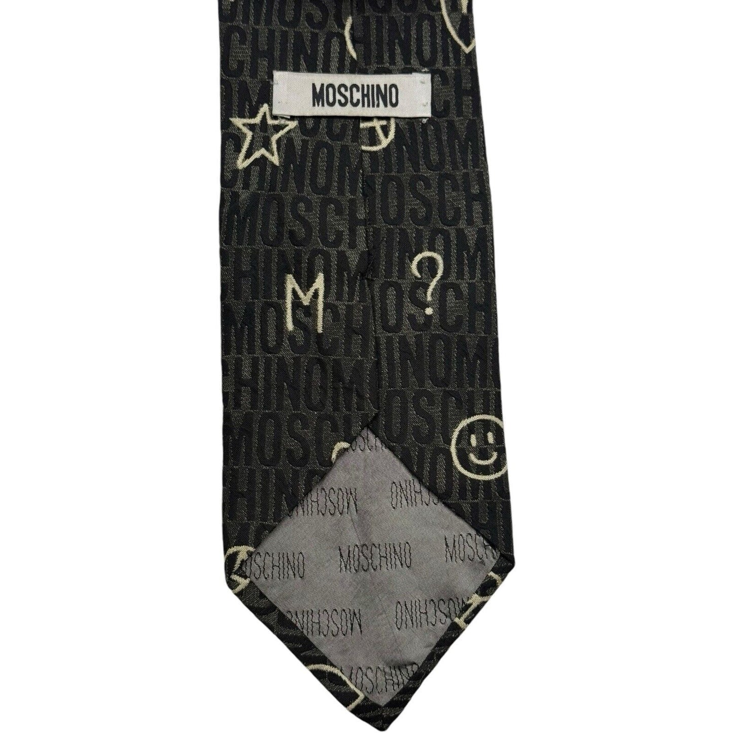 Moschino Peace & Happiness Men’s Black Silk Tie