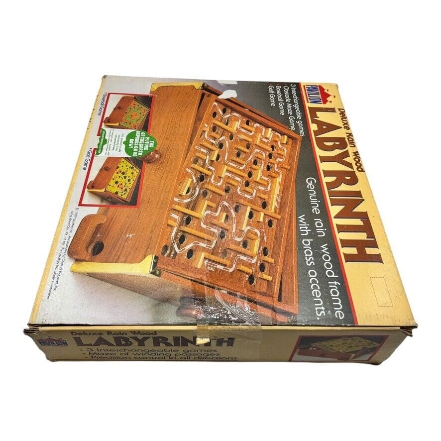 Pavilion Deluxe Wood Labyrinth 3 In 1 Board Game Vintage 1989 Cardinal Complete