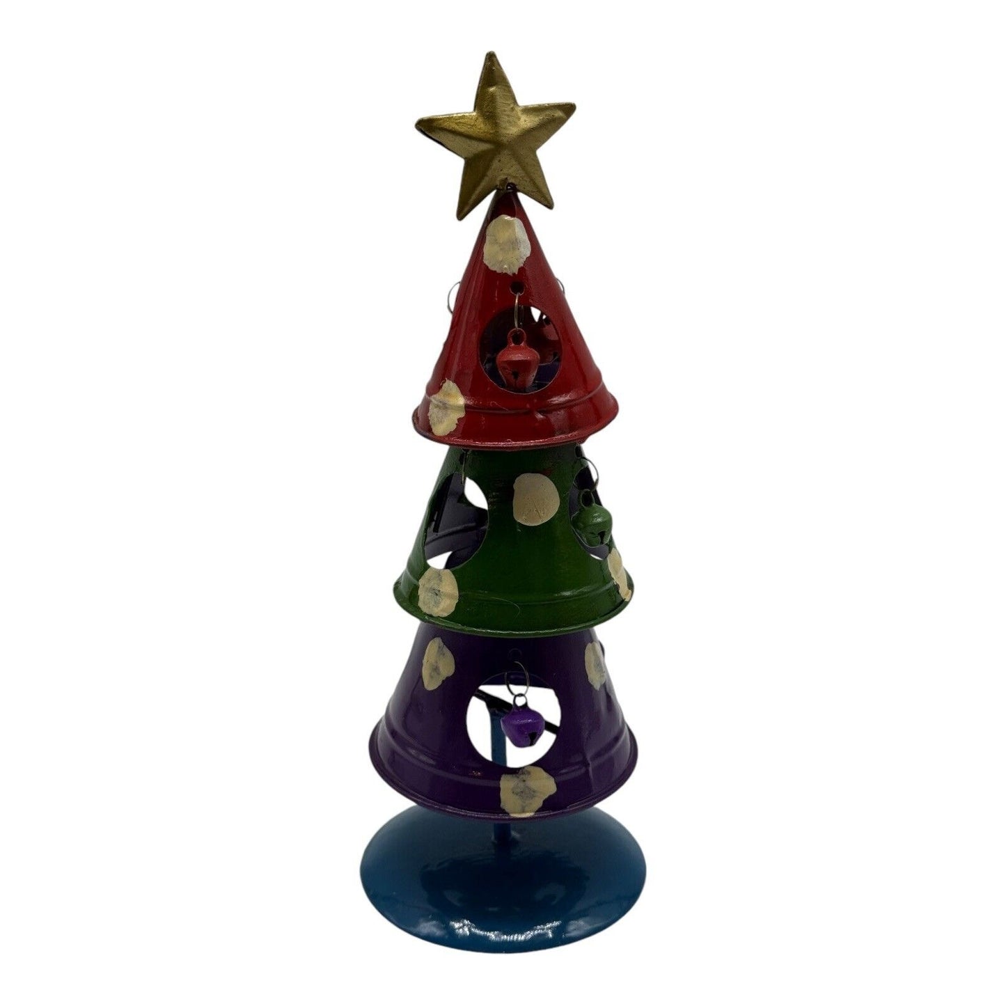 Red Gold Green Glitter Tabletop Christmas Tree Tall - 9.5" Colorful Tree Deco