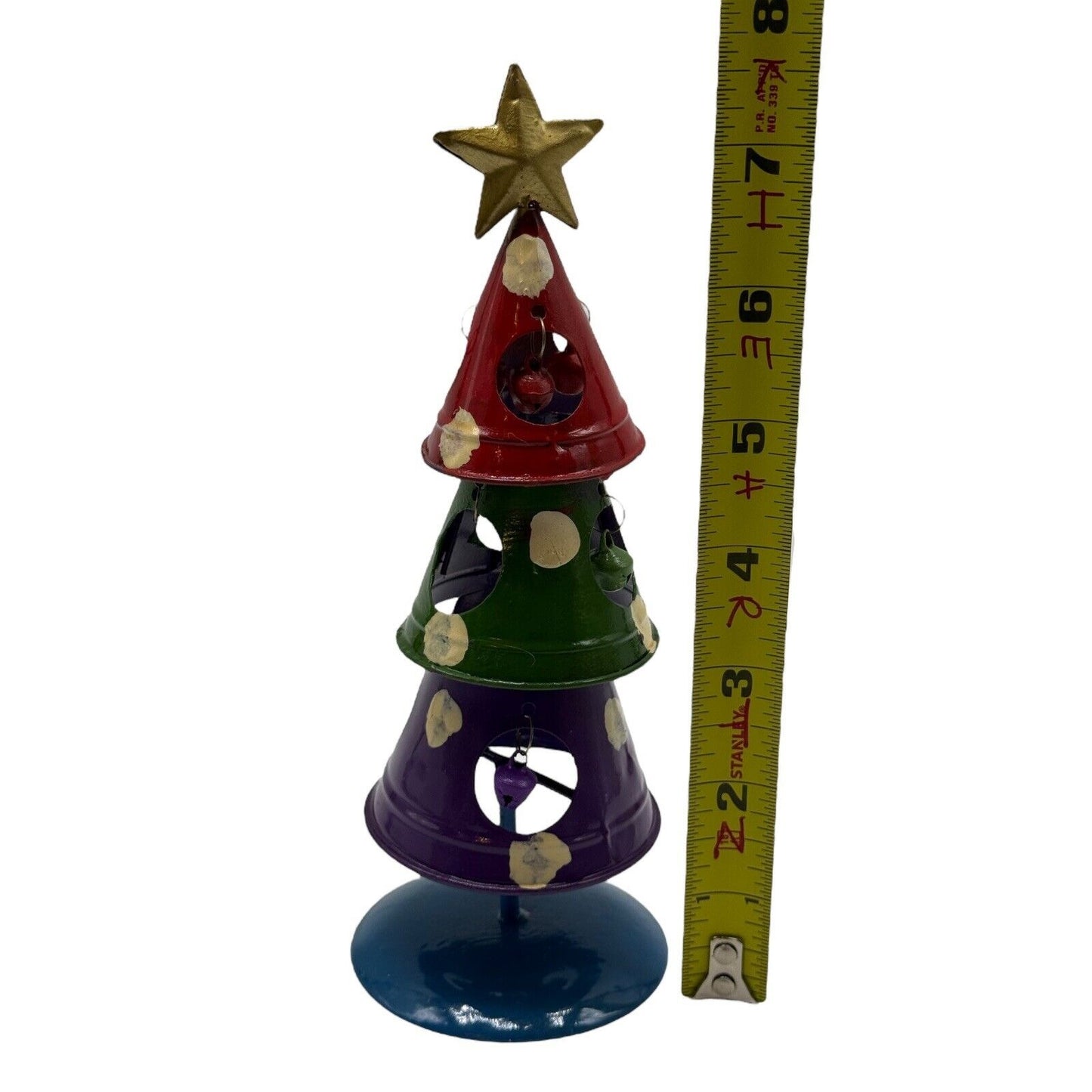 Red Gold Green Glitter Tabletop Christmas Tree Tall - 9.5" Colorful Tree Deco