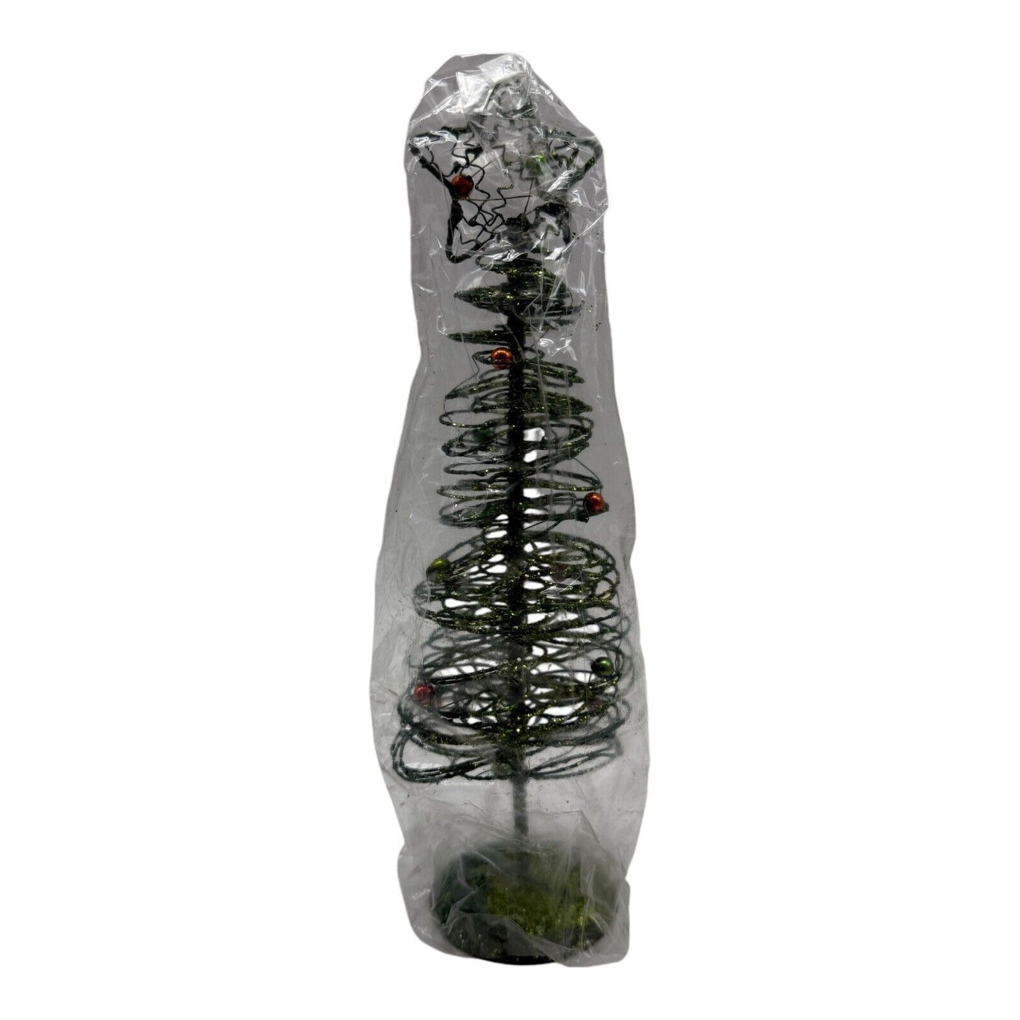 Red Gold Green Glitter Tabletop Christmas Tree Tall - 9.5" Colorful Tree Deco