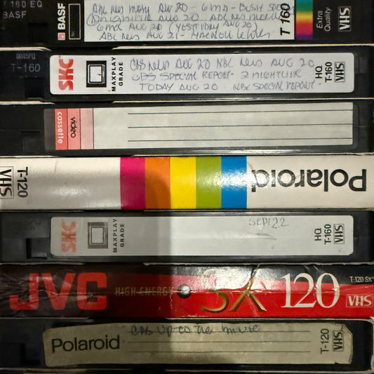 Vintage VHS Tapes – Home Recordings of News, Sports, Movies – Mixed Brands