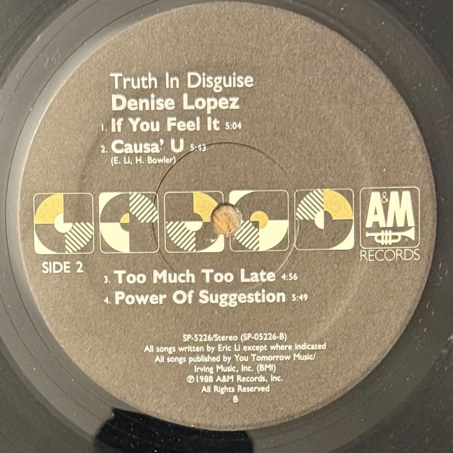 Denise Lopez Truth in Disguise A&M SP5226 Viny Albuml LP