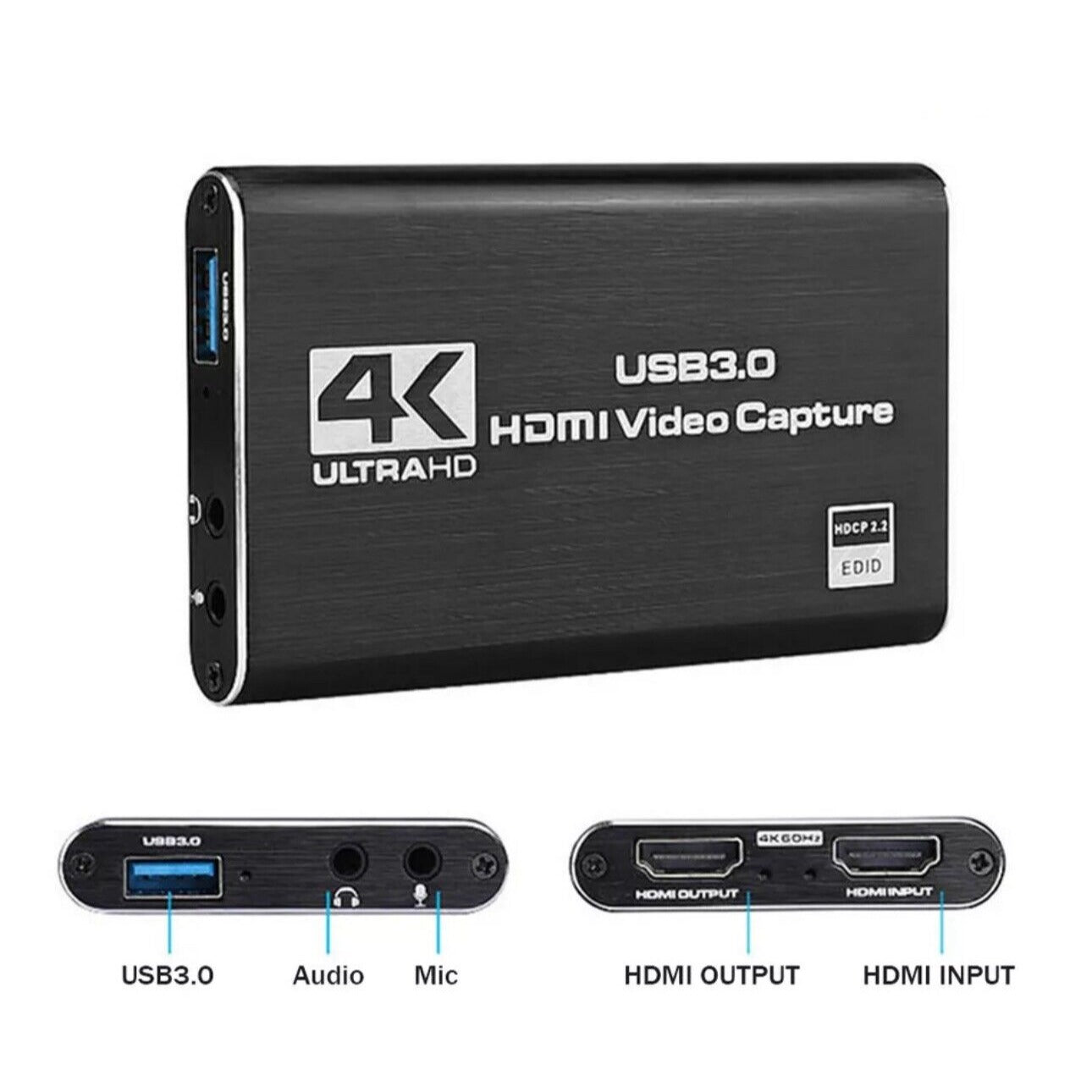 4K Audio Video Capture Card, USB 3.0 HDMI Video Capture Device Full HD Recording