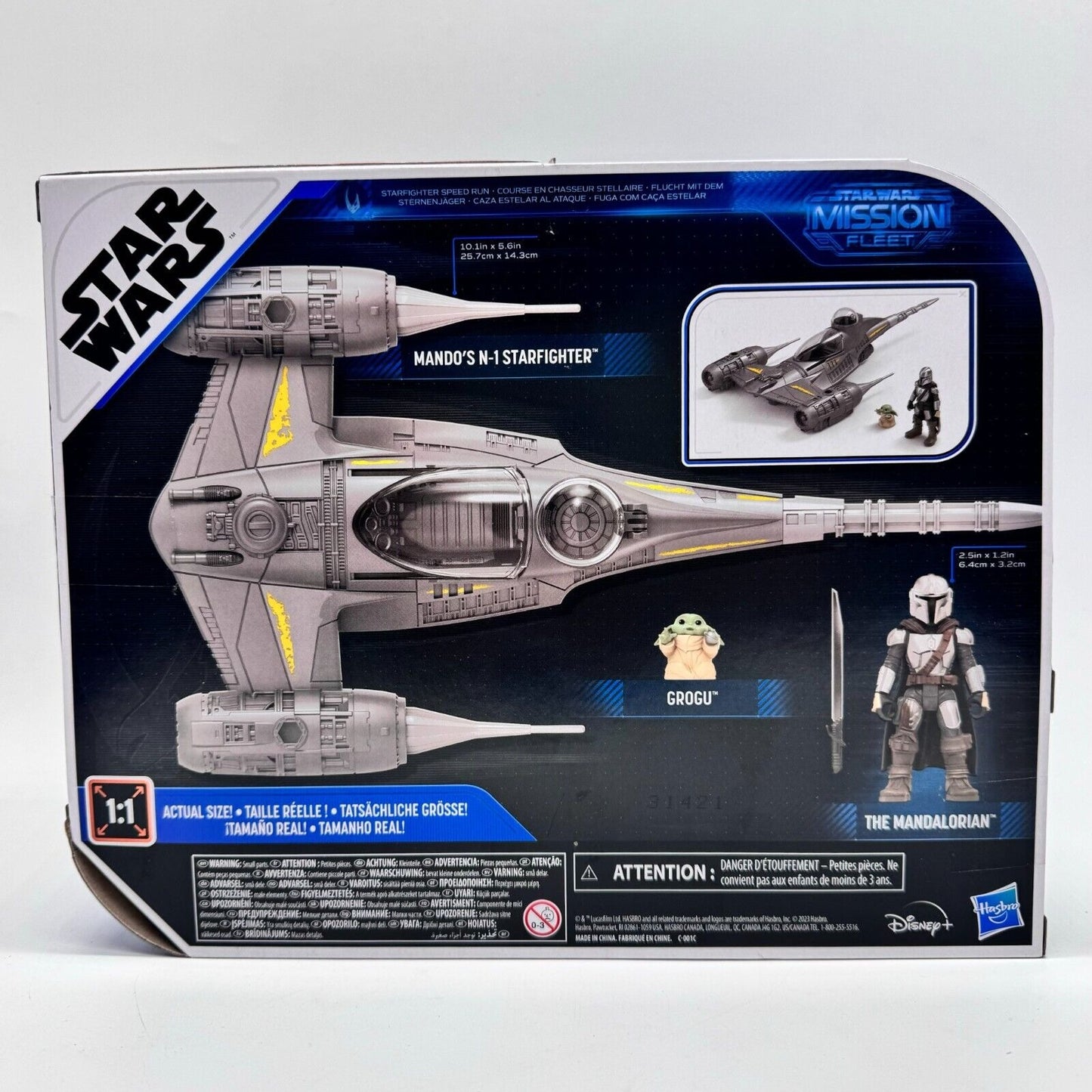 STAR WARS Mission Fleet Mando's N1 Starfighter Grogu & Mandalorian Figure