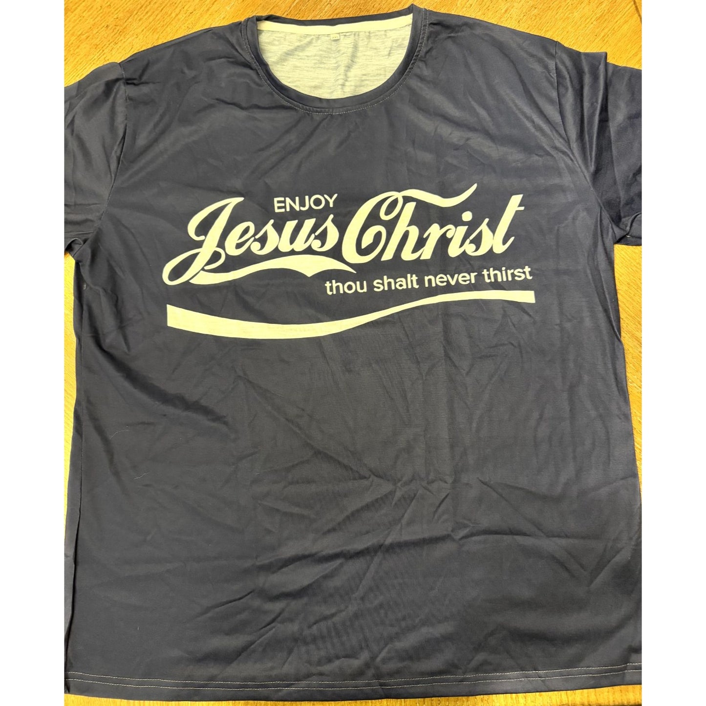 Enjoy Jesus Christ Graphic T-shirt Men's 2XL Thou Shalt Never Thirst Coca-Cola