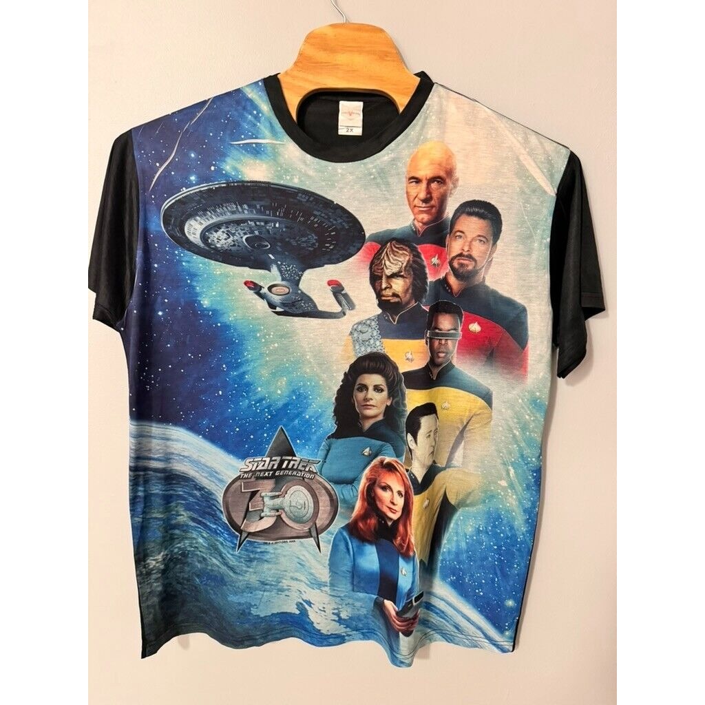 Star Trek: The Next Generation Crew Big Graphics All Over Print T Shirt Mens 2XL