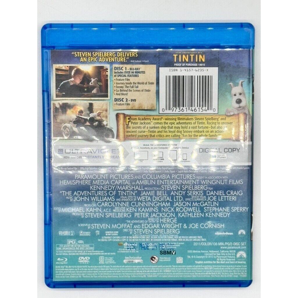 The Adventures of Tintin (Two-Disc Blu-ray/DVD Combo + Digital Copy) - VERY GOOD