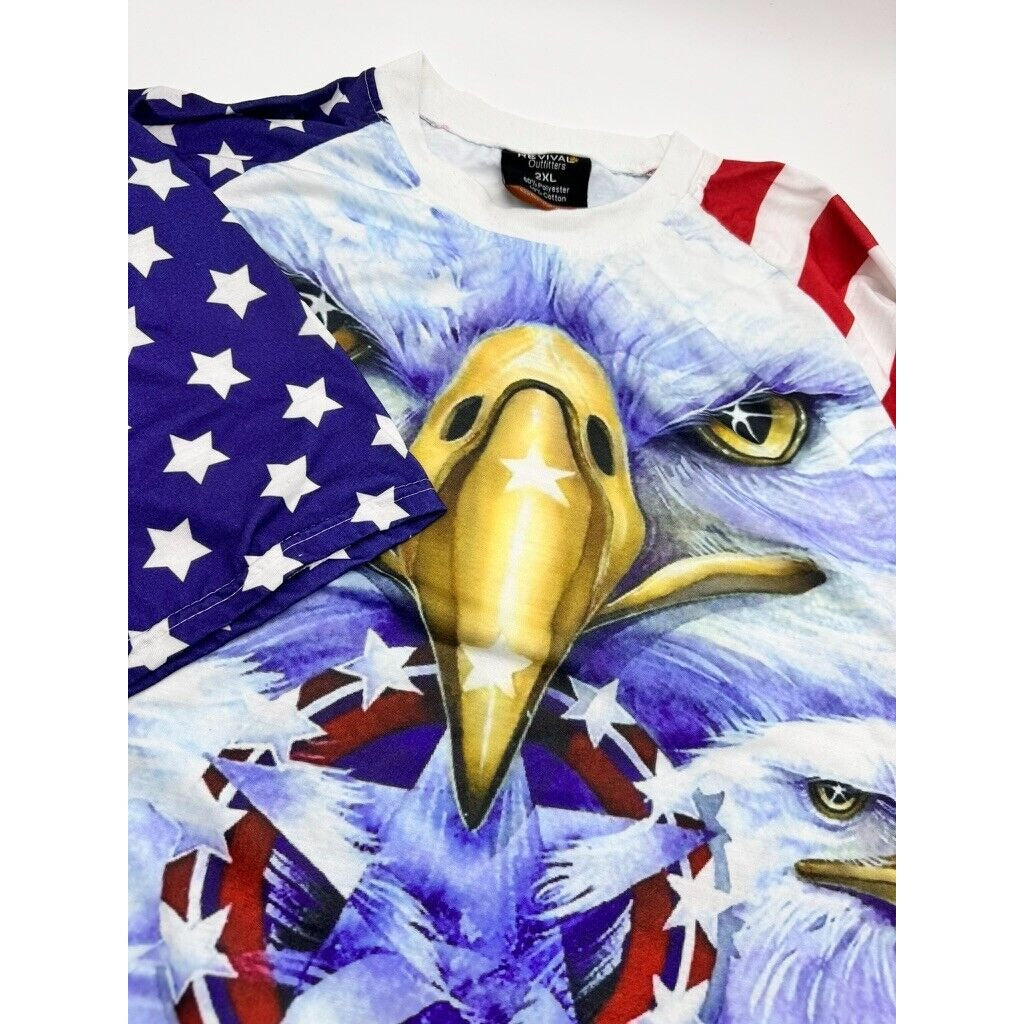 Bald Eagle American Flag Tee - Men's Poly Graphic T-Shirt 2XL