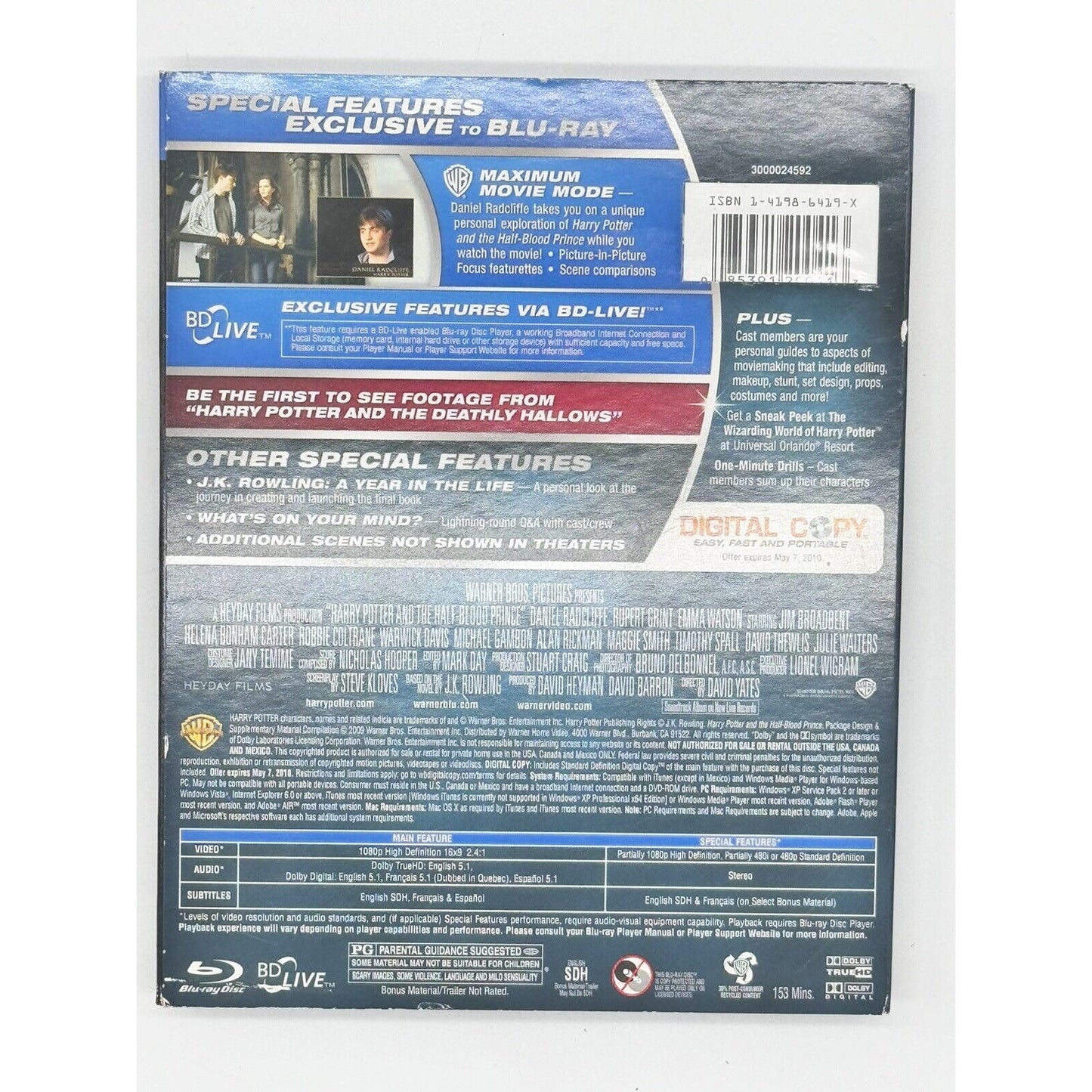 Harry Potter and the Half-Blood Prince-two disc set-Blu Ray and DVD-year six