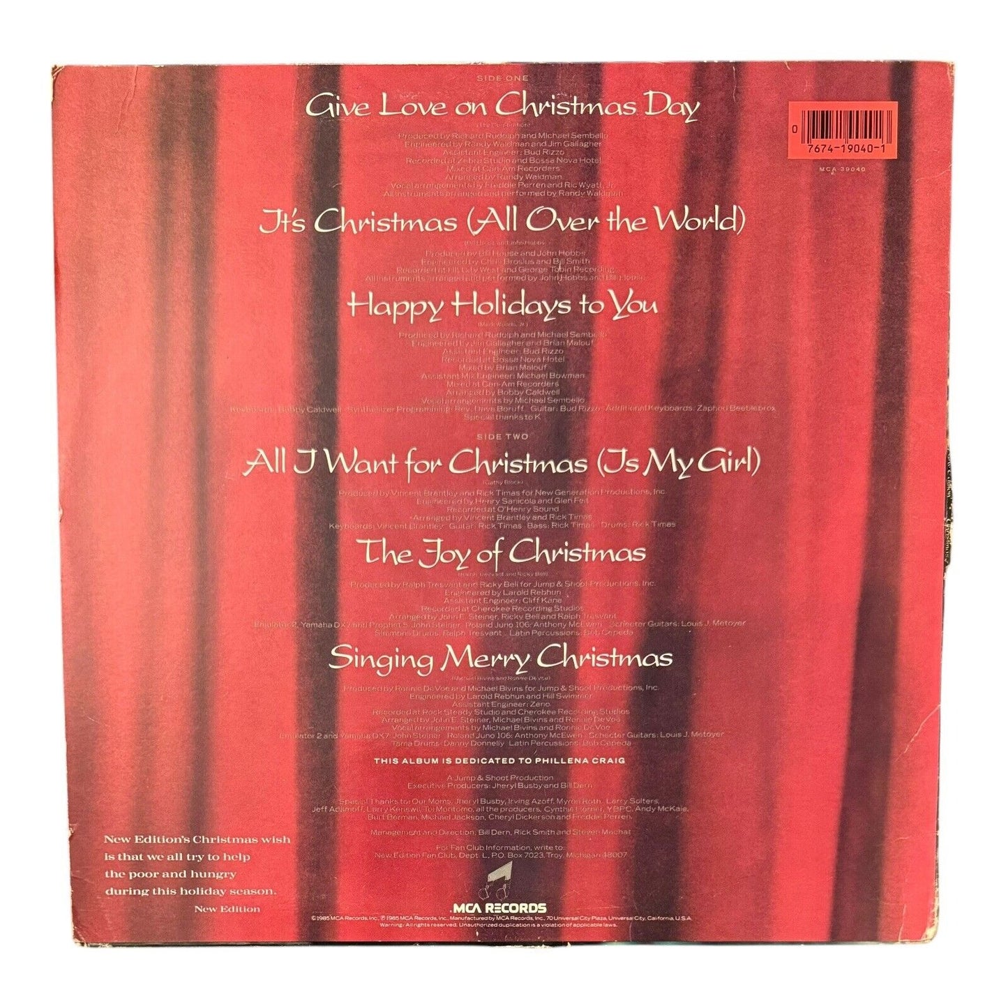 New Edition Christmas All Over the World 1985 Vinyl LP, MCA-39040