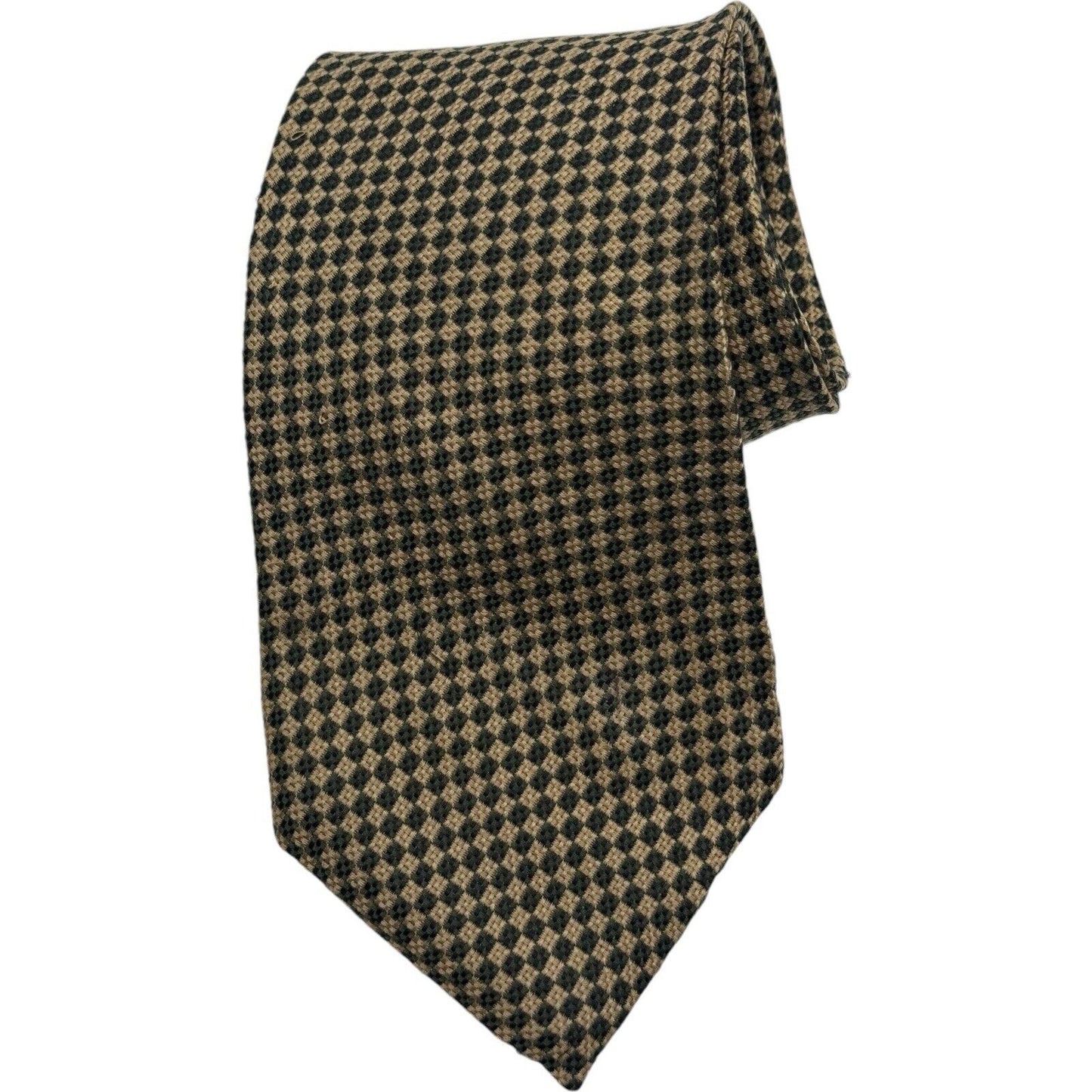 Vintage Andrew Roberts Olive  & White Checkered Silk Tie