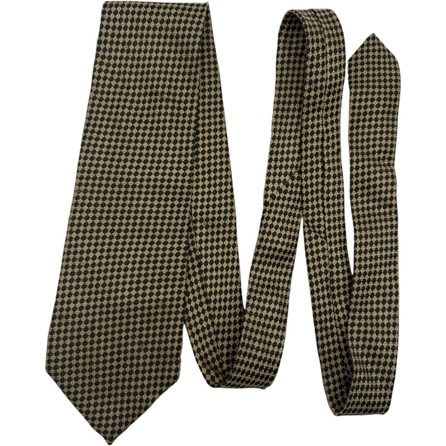 Vintage Andrew Roberts Olive  & White Checkered Silk Tie